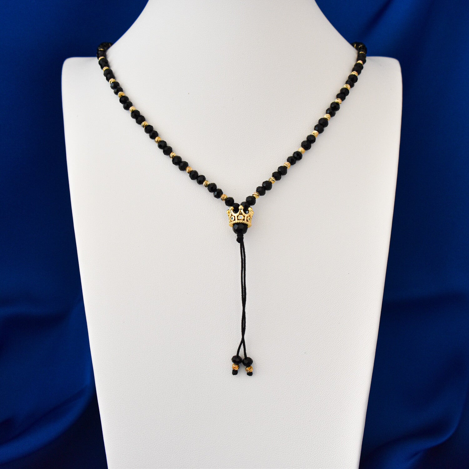 Colier bărbați tip rozariu cu bile fațetate, accesoriu coroană