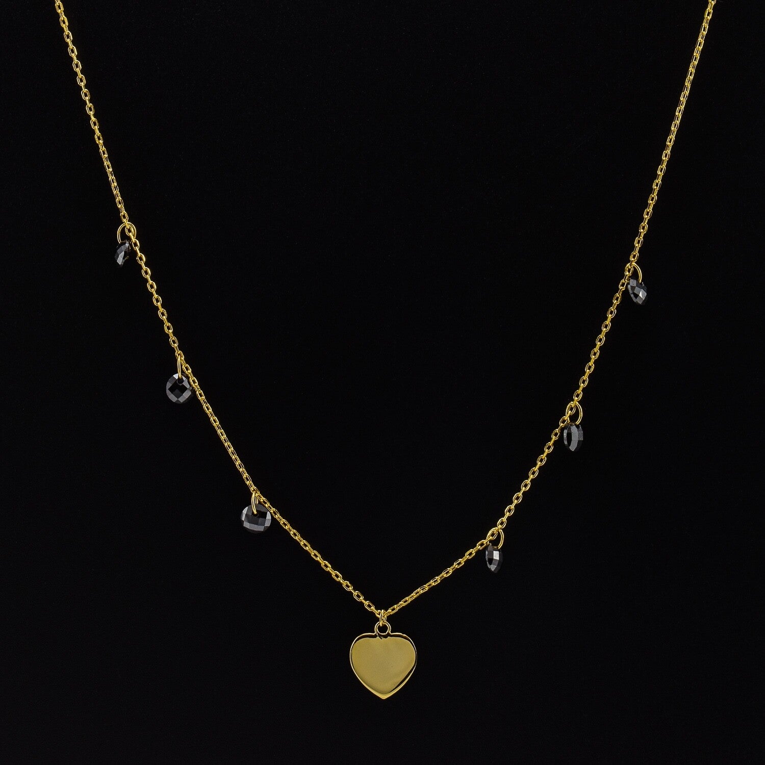 Lantisor dama din argint placat cu aur 18k, cu accesoriu in forma de inima