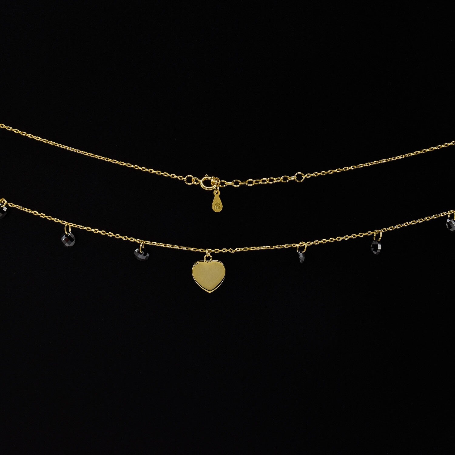 Lantisor dama din argint placat cu aur 18k, cu accesoriu in forma de inima