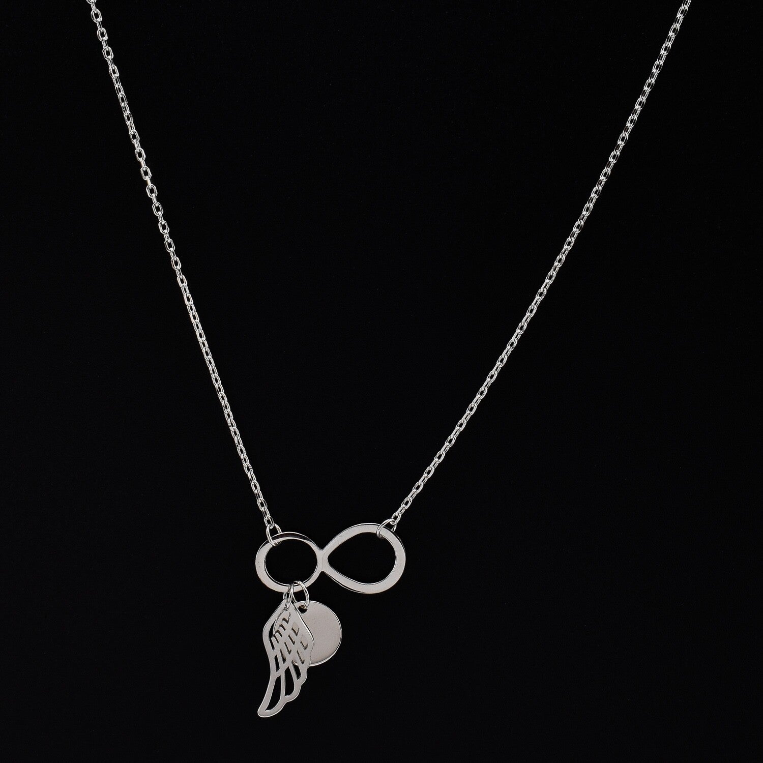 Lantisor dama din argint cu accesorii in forma de aripa, infinit, banut