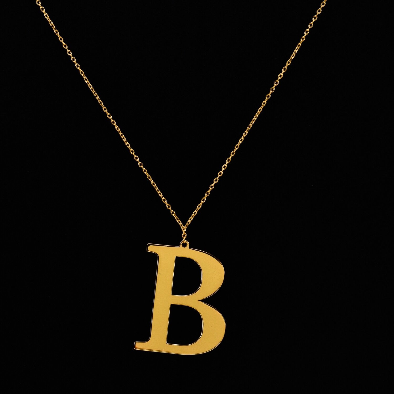 Lantisor dama din argint placat cu aur 18 K, pandantiv litera ”B”