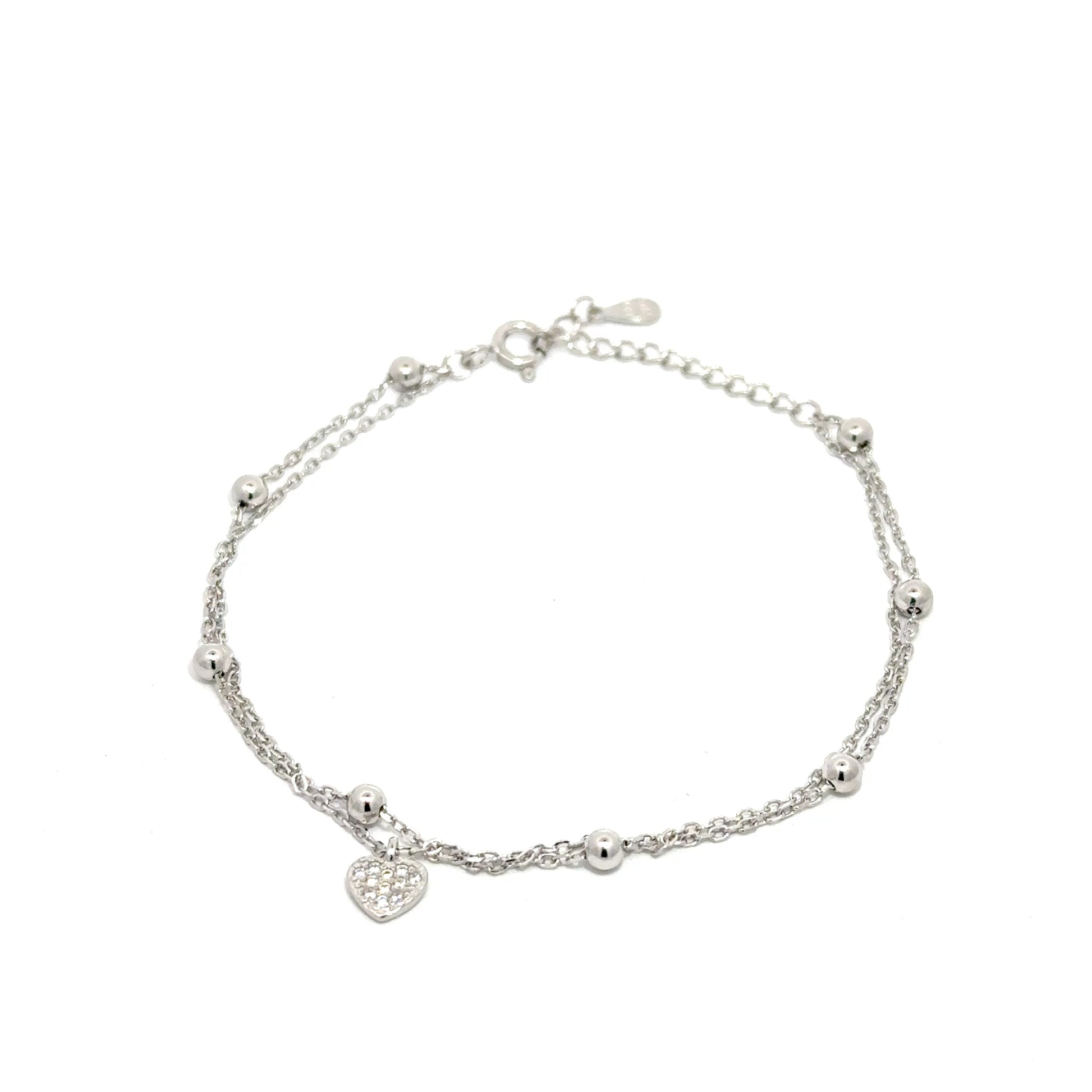 Brățară damă INIMIOARĂ 2 LANȚURI, argint+zirconia