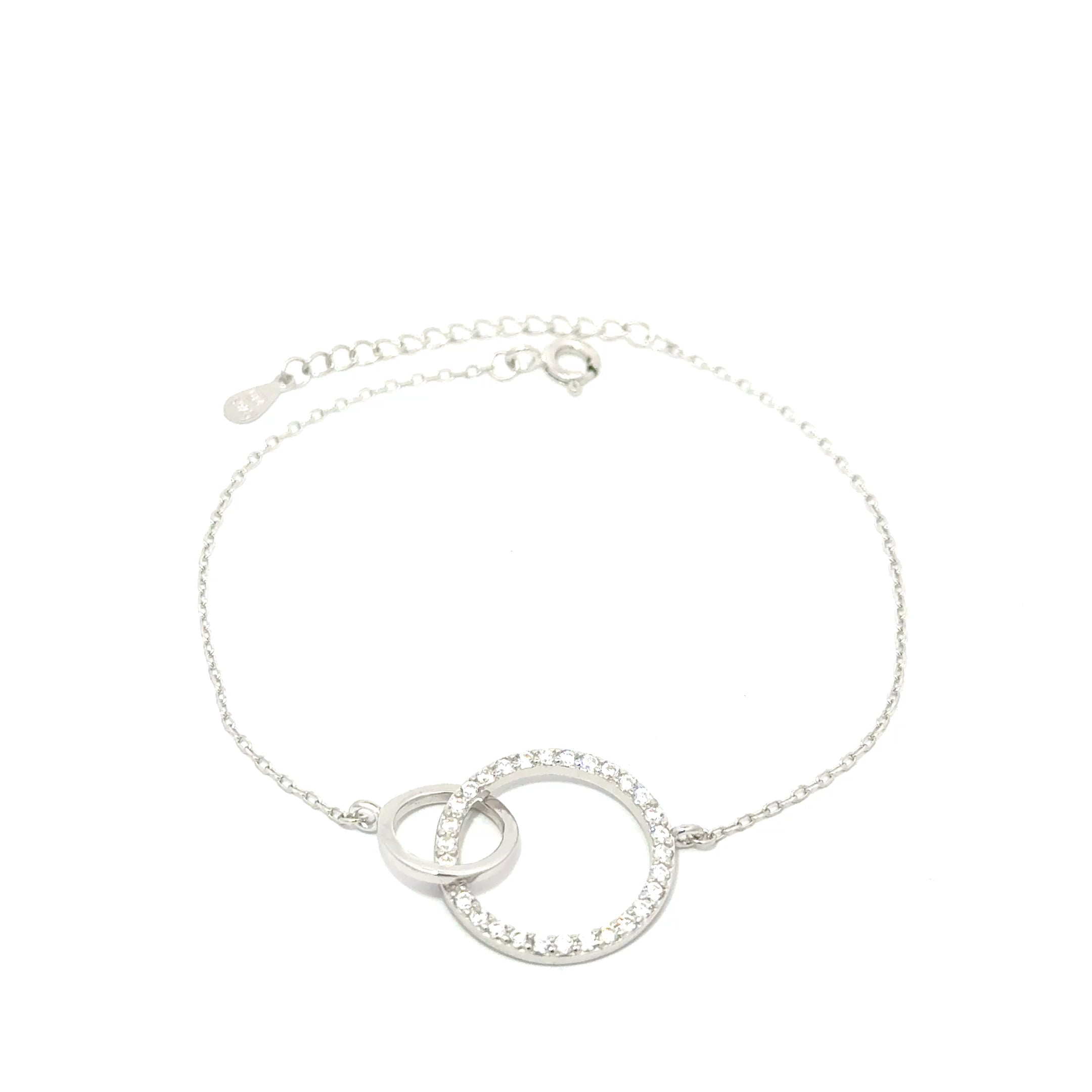Brățară damă 2 CERCURI, argint+zirconia