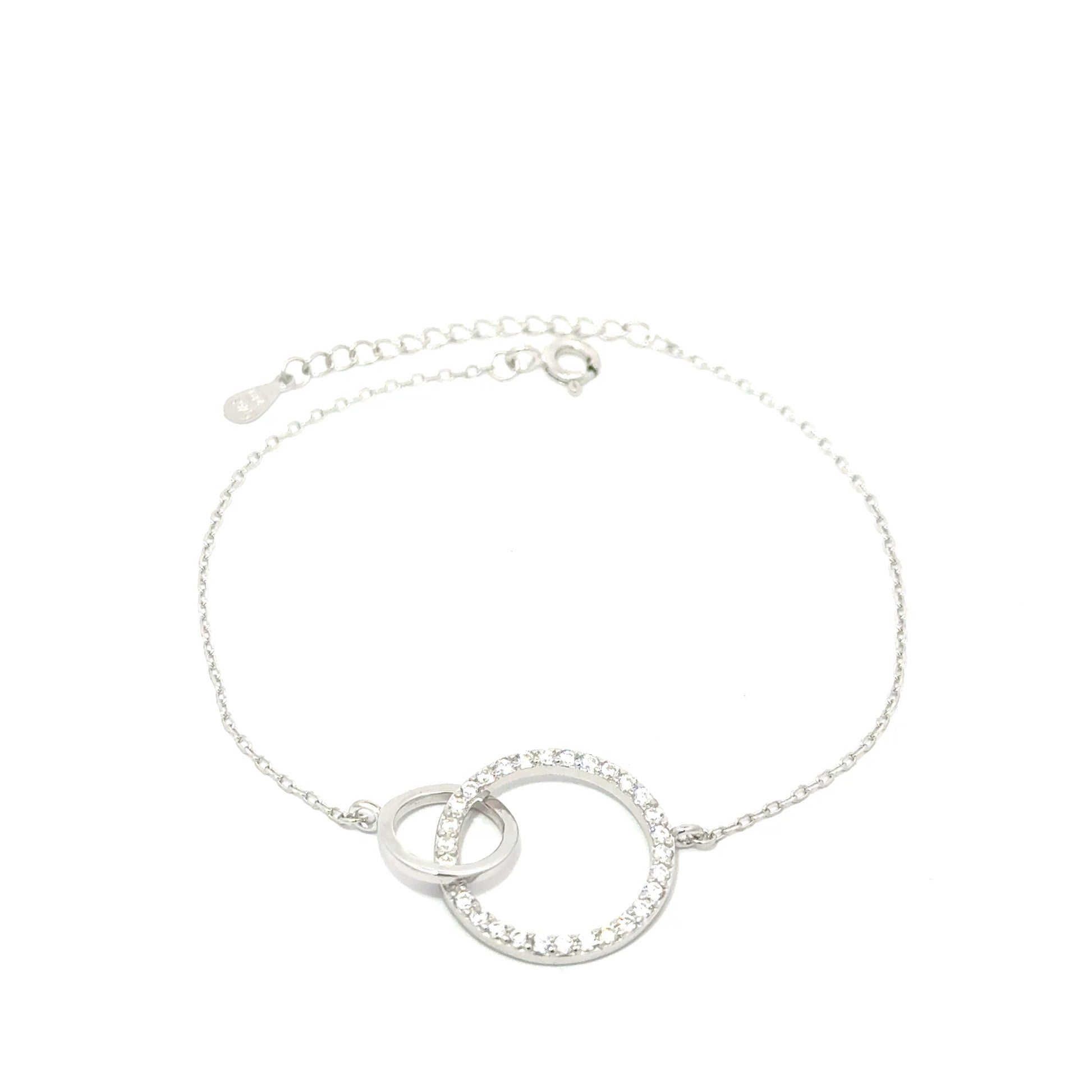 Brățară damă 2 CERCURI, argint+zirconia