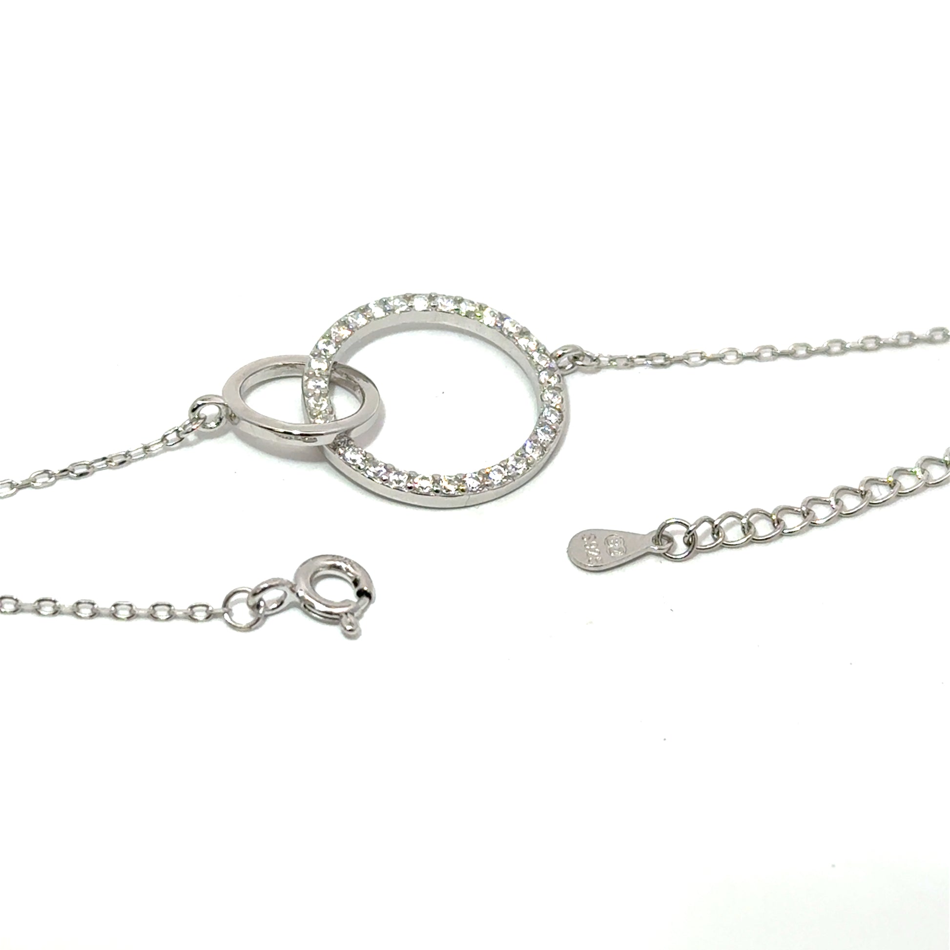 Brățară damă 2 CERCURI, argint+zirconia