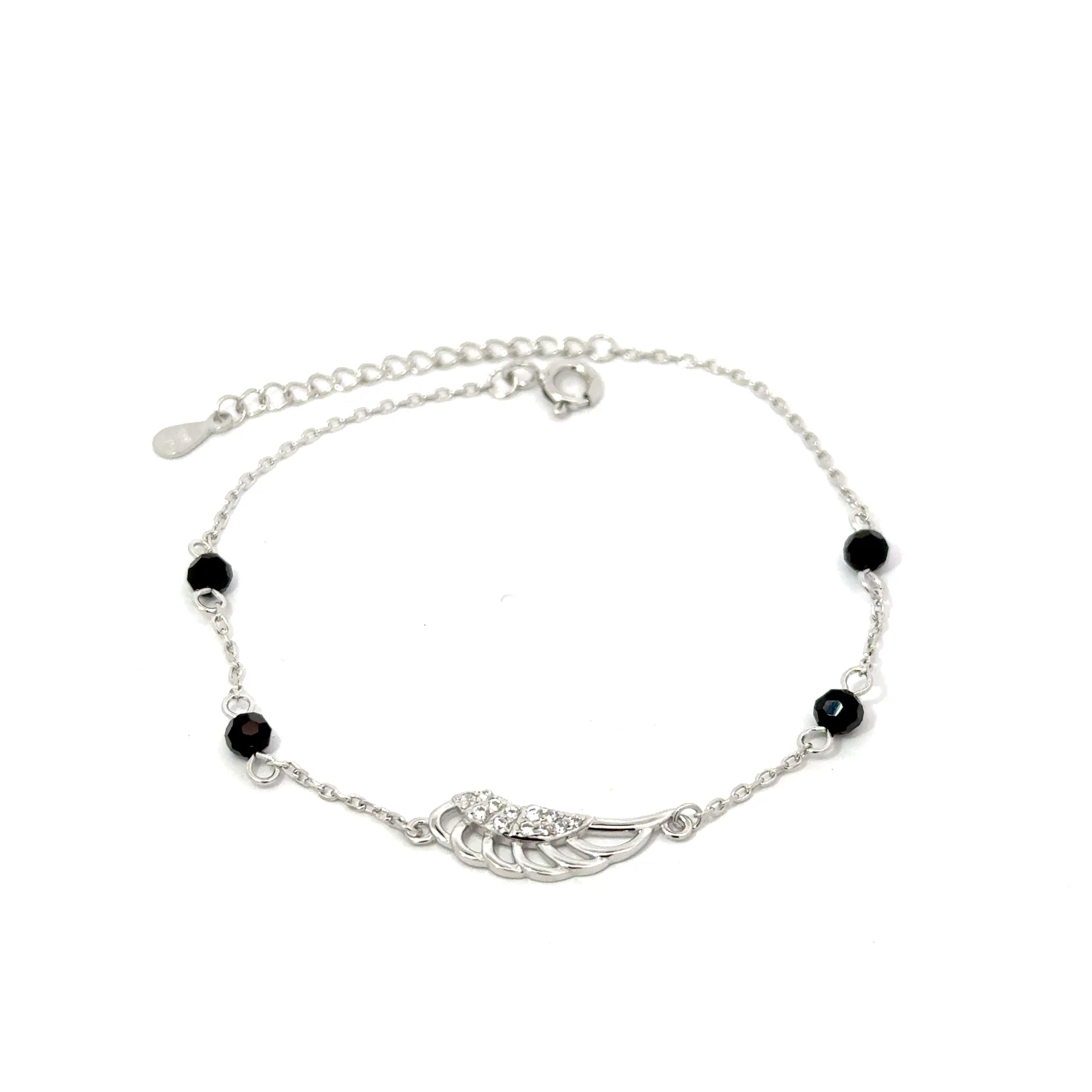 Brățară damă ARIPĂ CU CRISTALE NEGRE, argint+zirconia