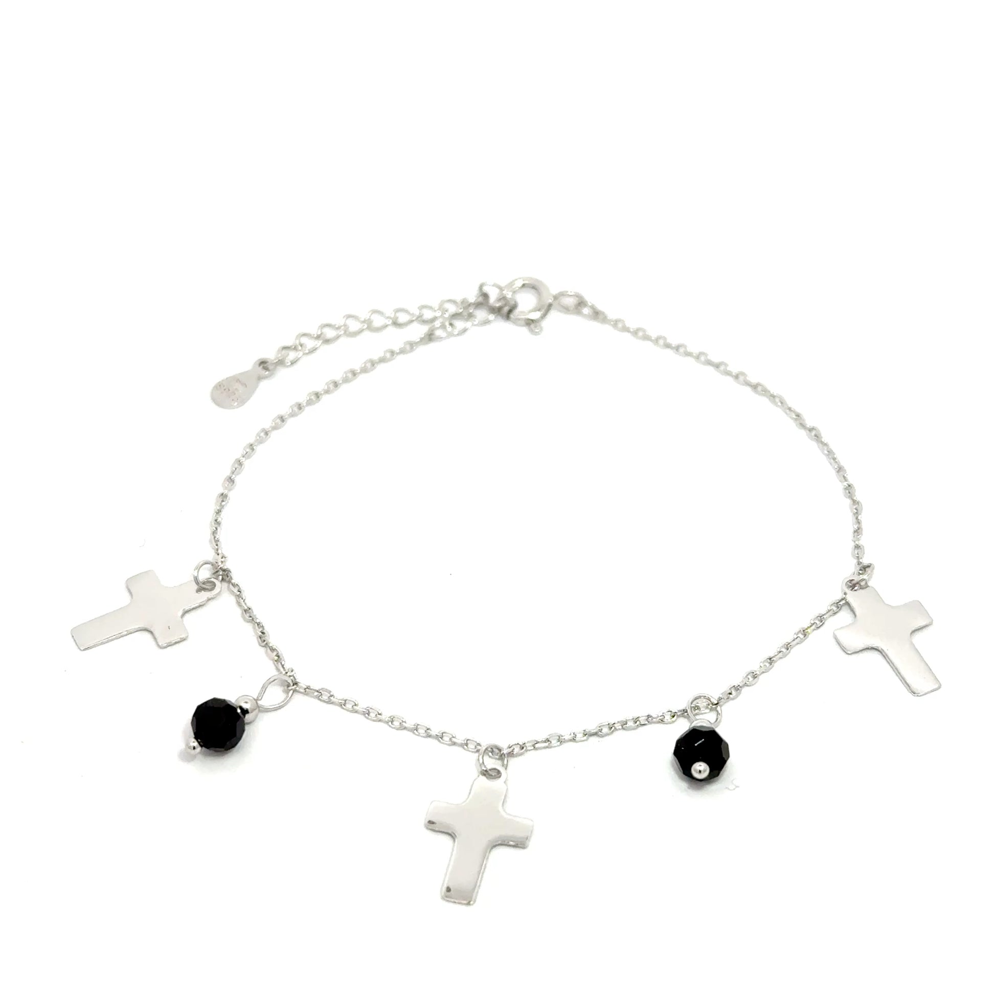 Brățară damă CRUCIULIȚE ȘI CRISTALE NEGRE, argint