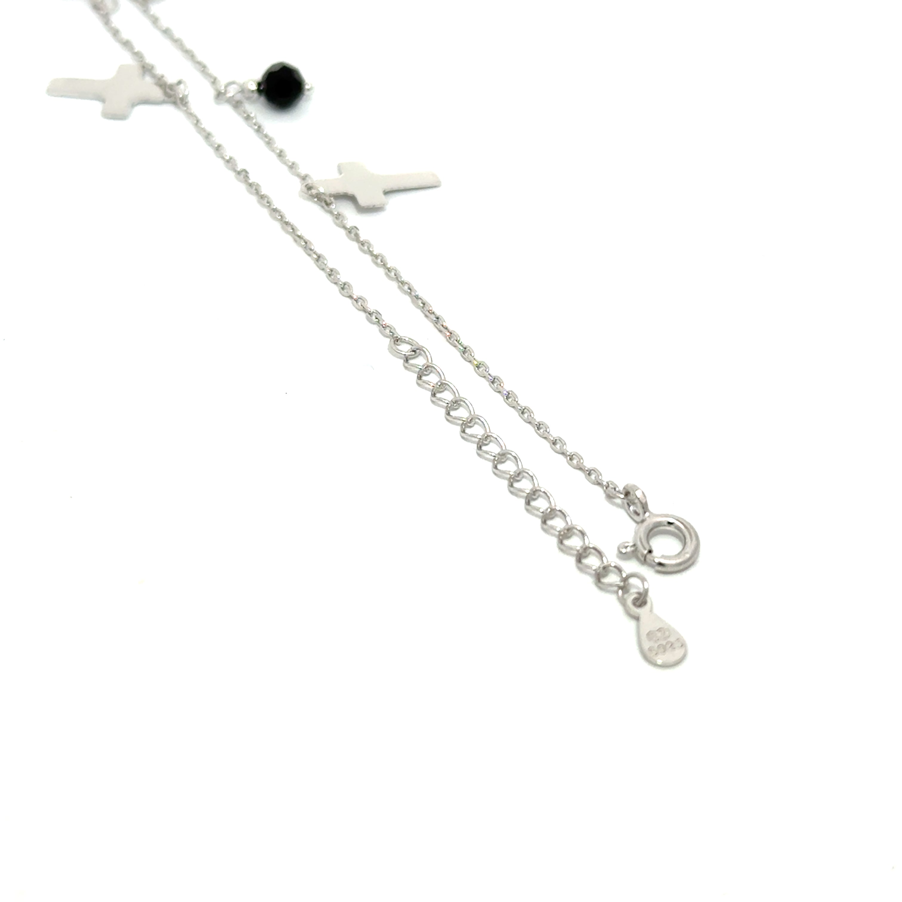 Brățară damă CRUCIULIȚE ȘI CRISTALE NEGRE, argint