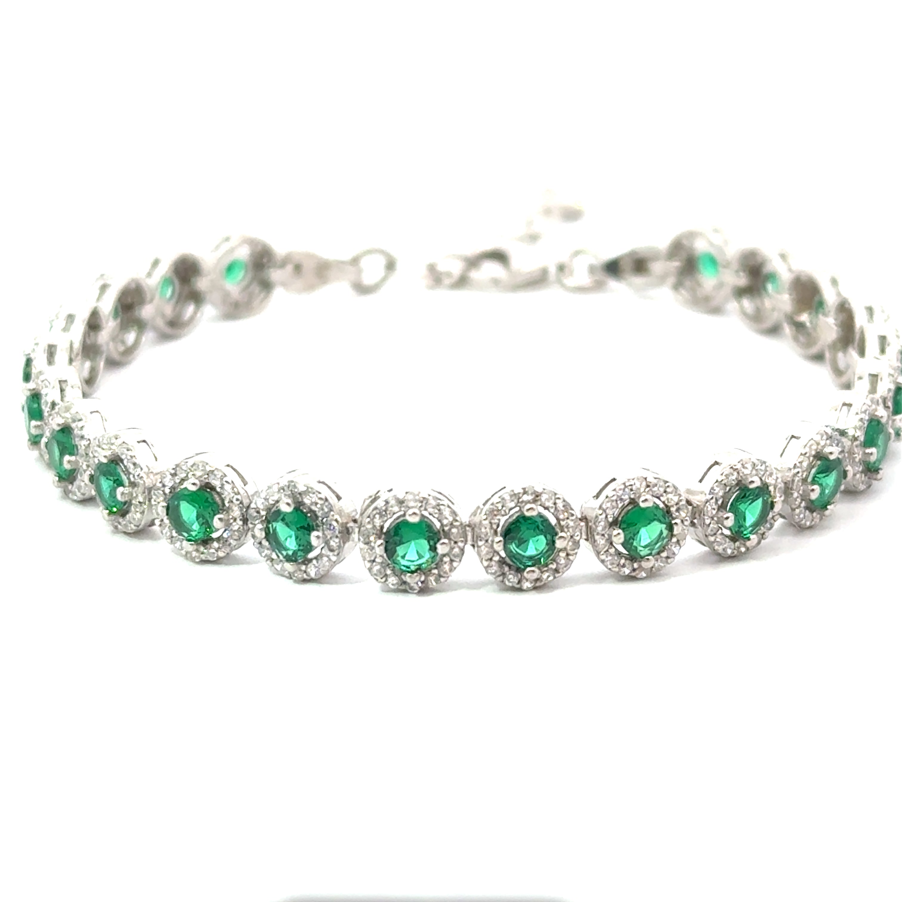 Brățară damă Verde Smarald, argint + zirconia