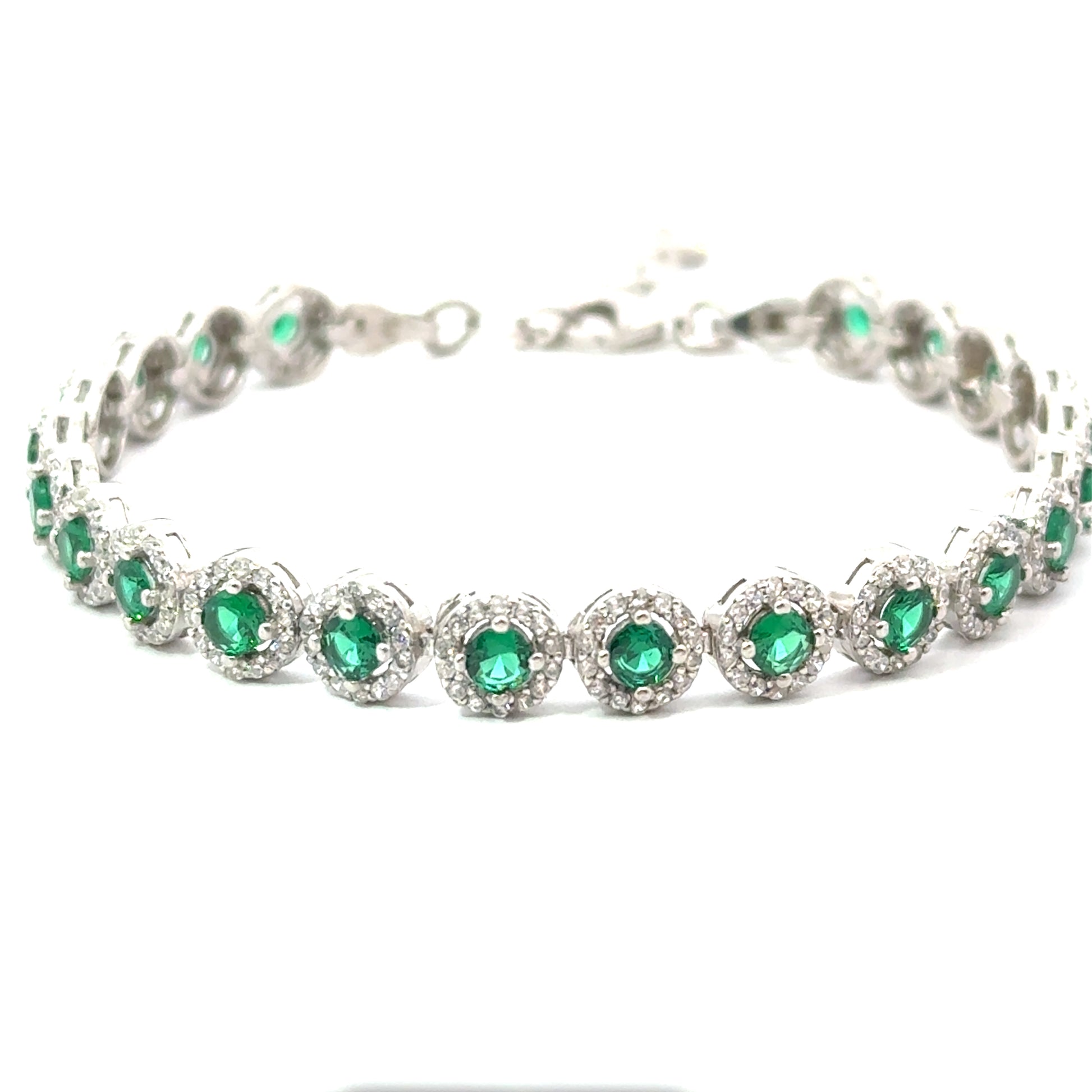 Brățară damă Verde Smarald, argint + zirconia
