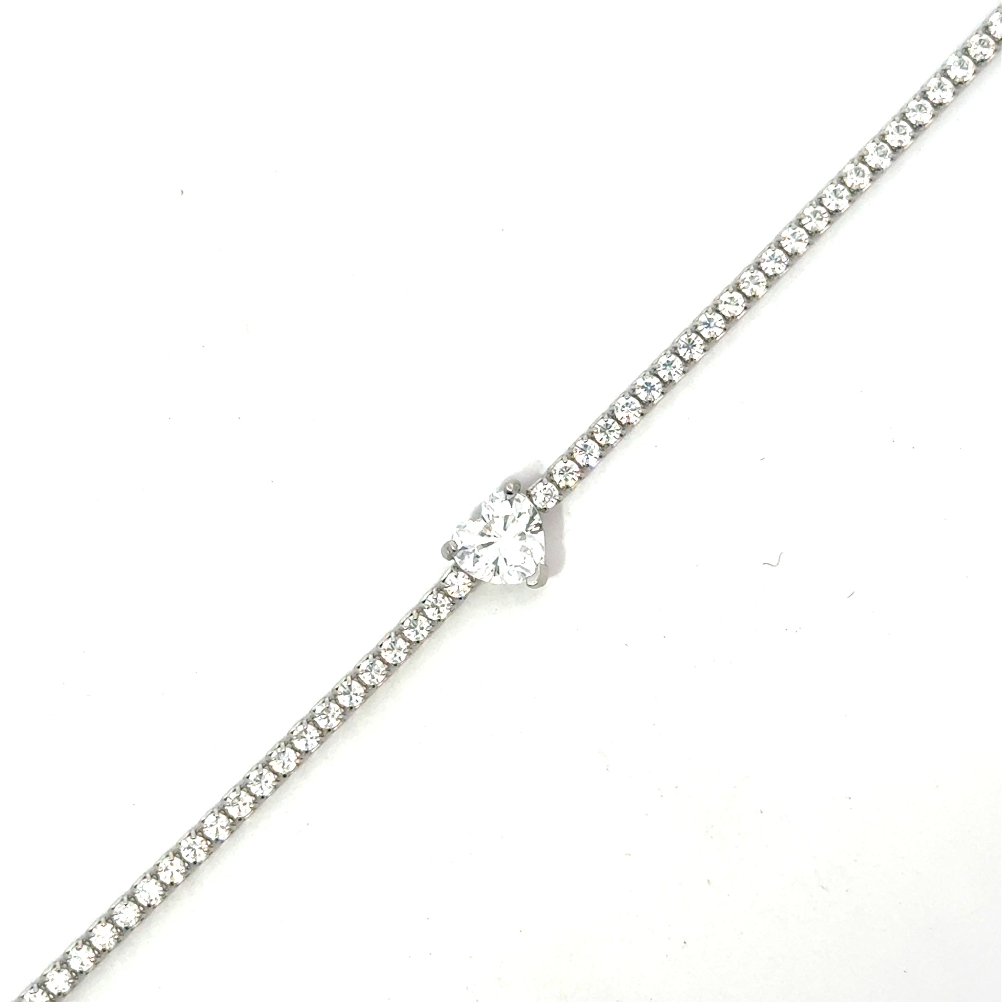 Brățară damă Tennis  INIMĂ DE CRISTAL, argint + zirconia