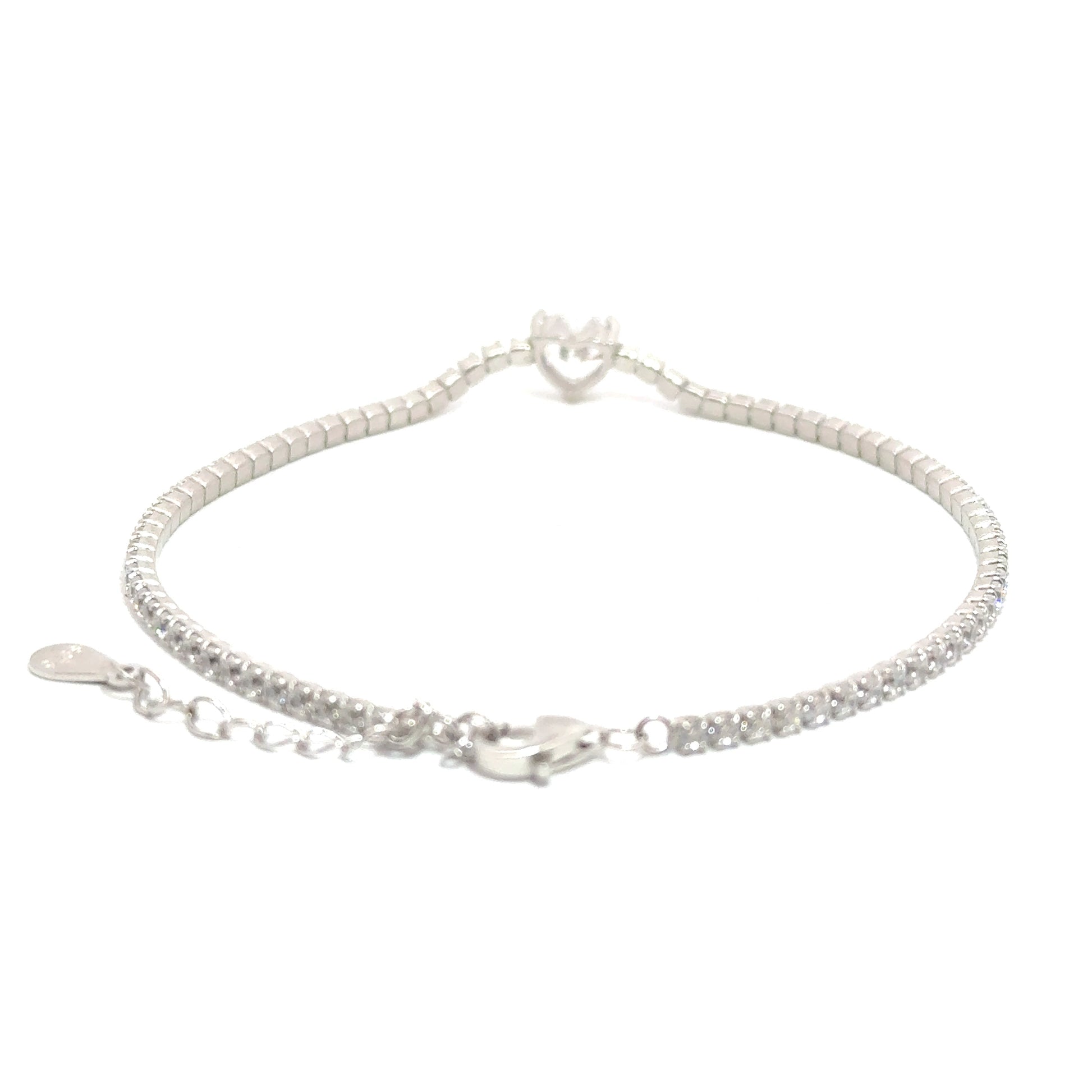 Brățară damă Tennis  INIMĂ DE CRISTAL, argint + zirconia