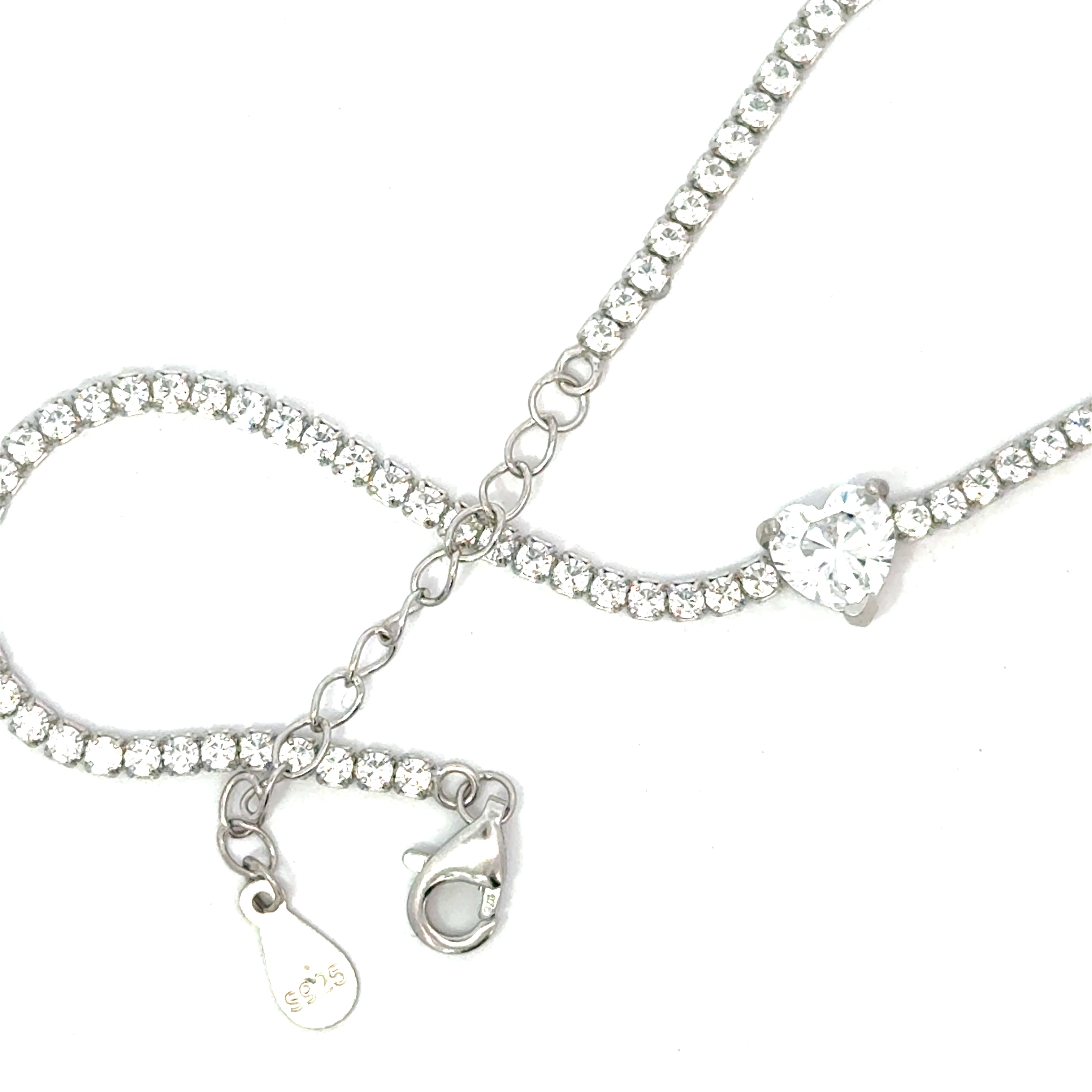 Brățară damă Tennis  INIMĂ DE CRISTAL, argint + zirconia