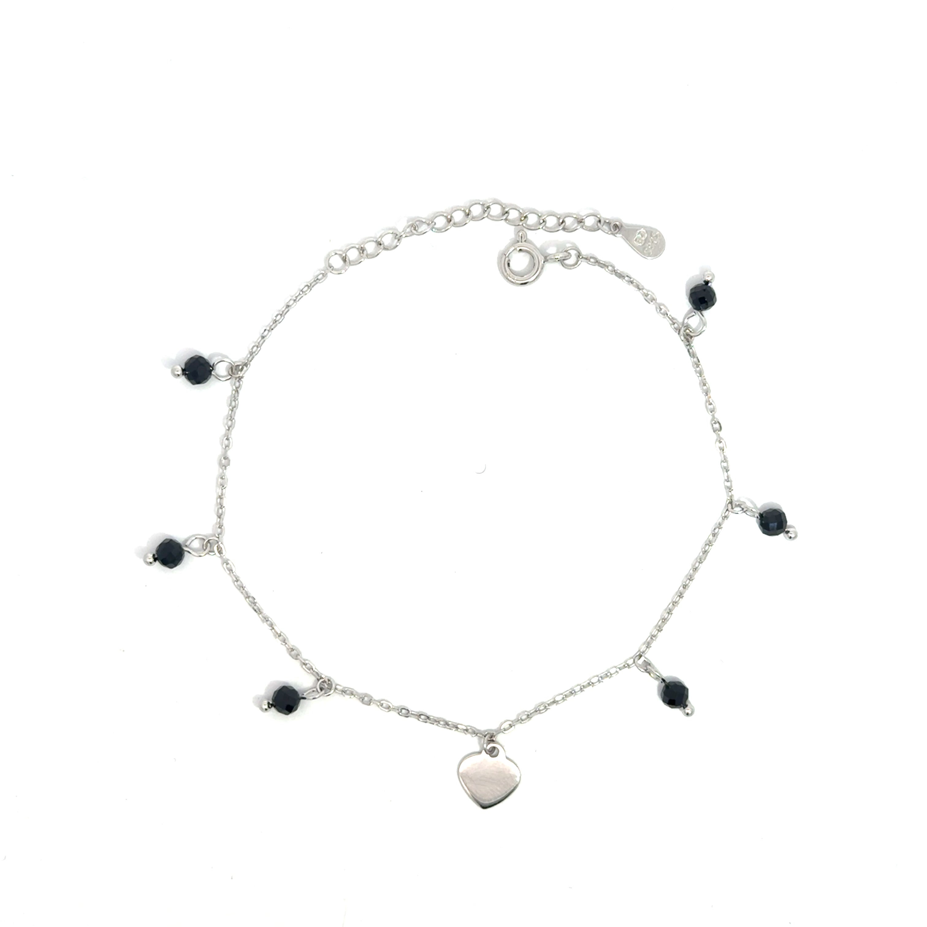 Brățară damă Inimă cu cristale negre, argint