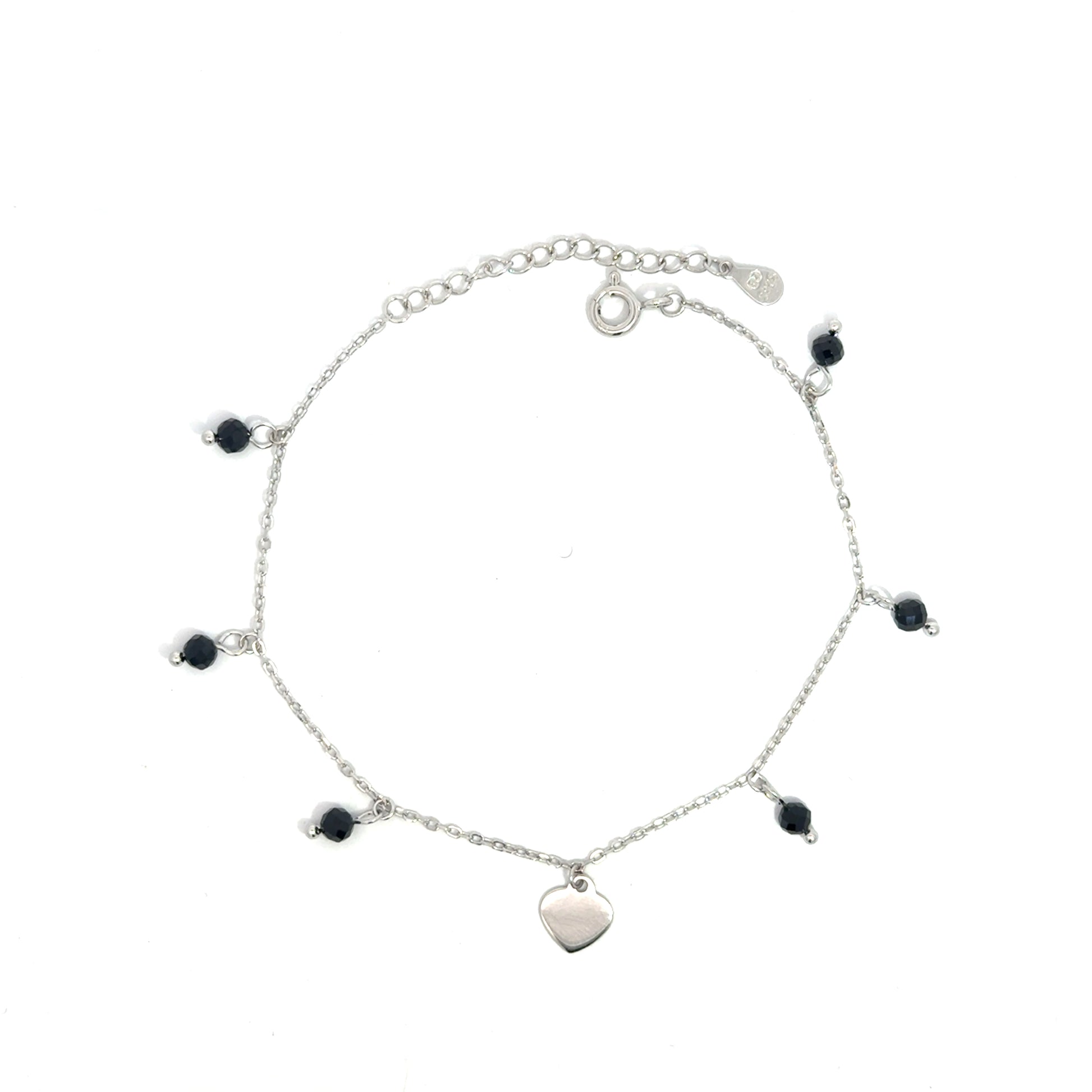 Brățară damă Inimă cu cristale negre, argint