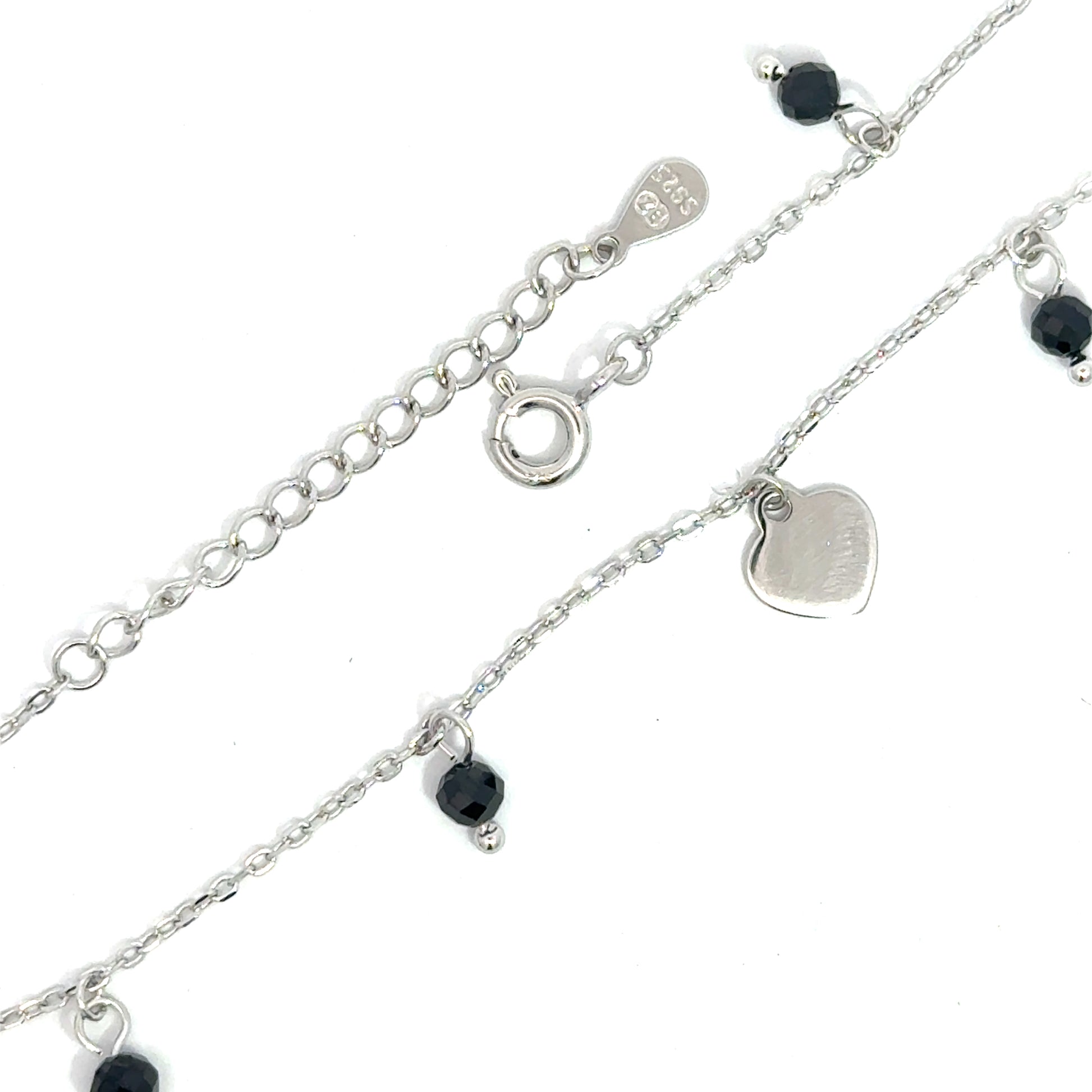 Brățară damă Inimă cu cristale negre, argint
