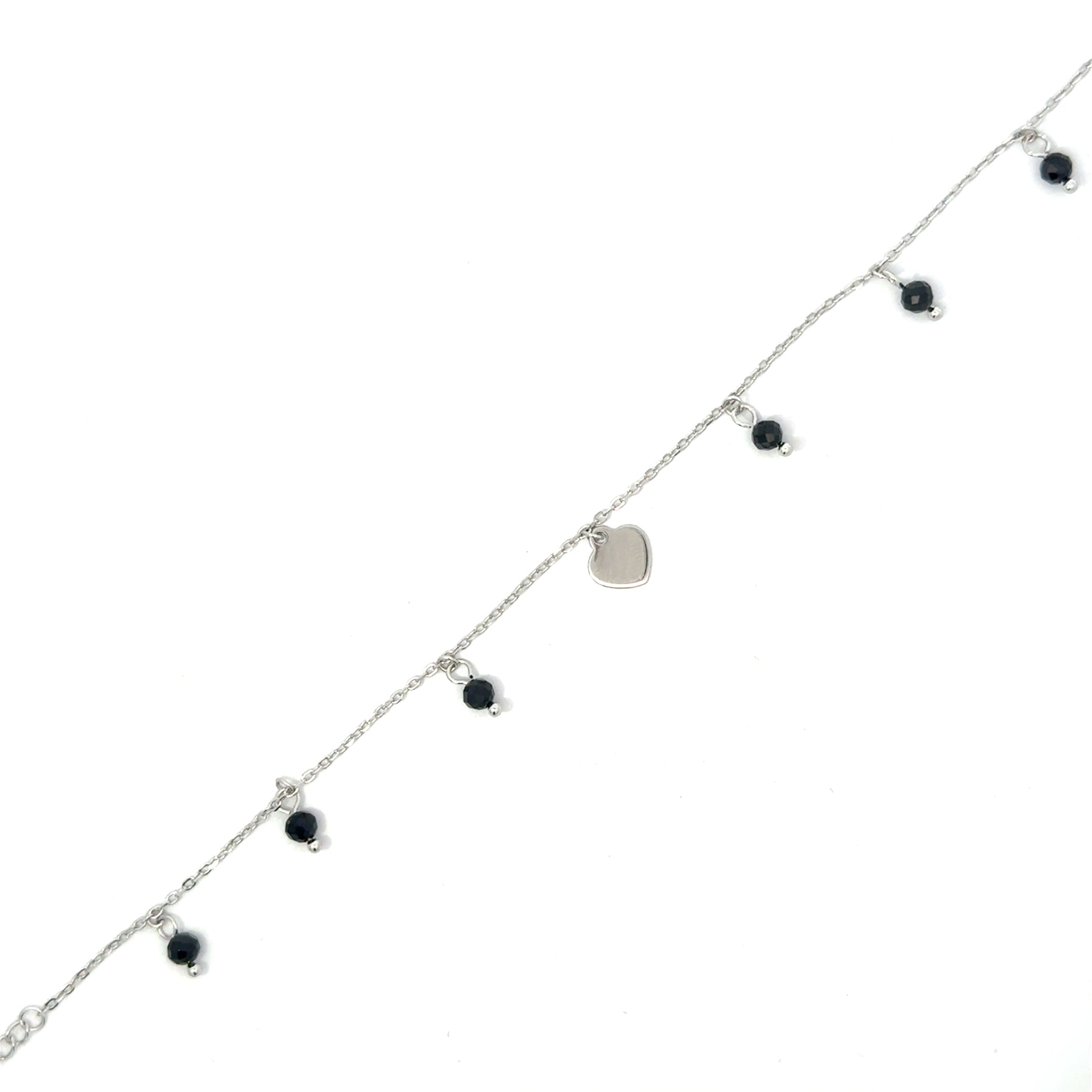 Brățară damă Inimă cu cristale negre, argint