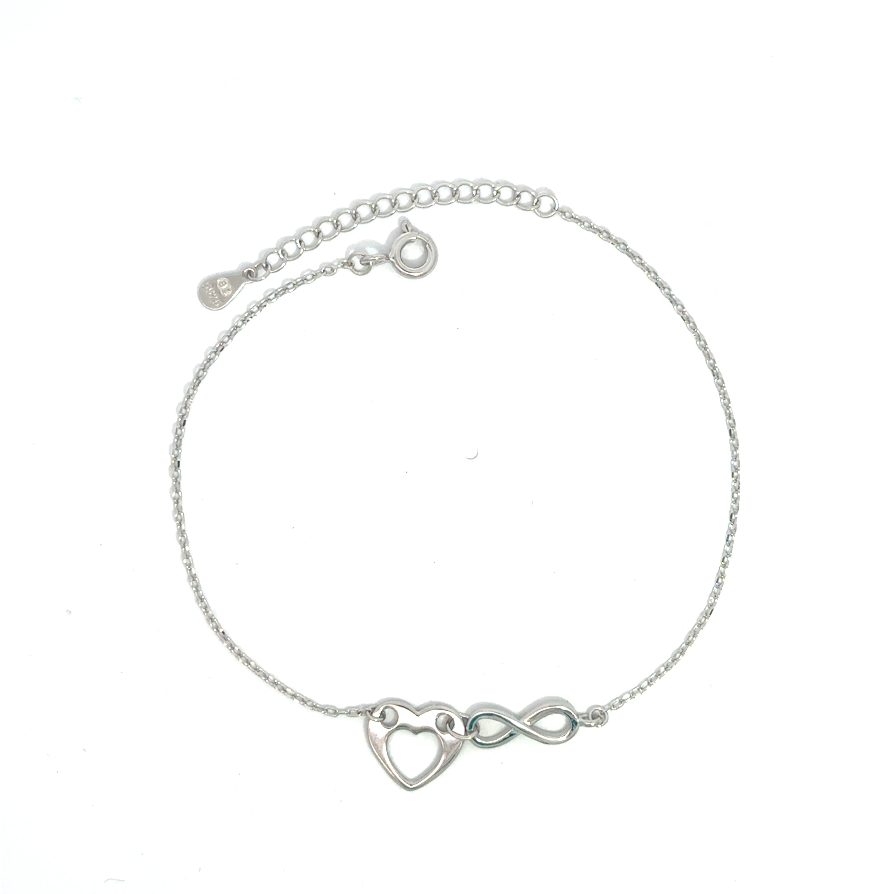 Brățară damă Inimă cu Infinit, argint rodiat