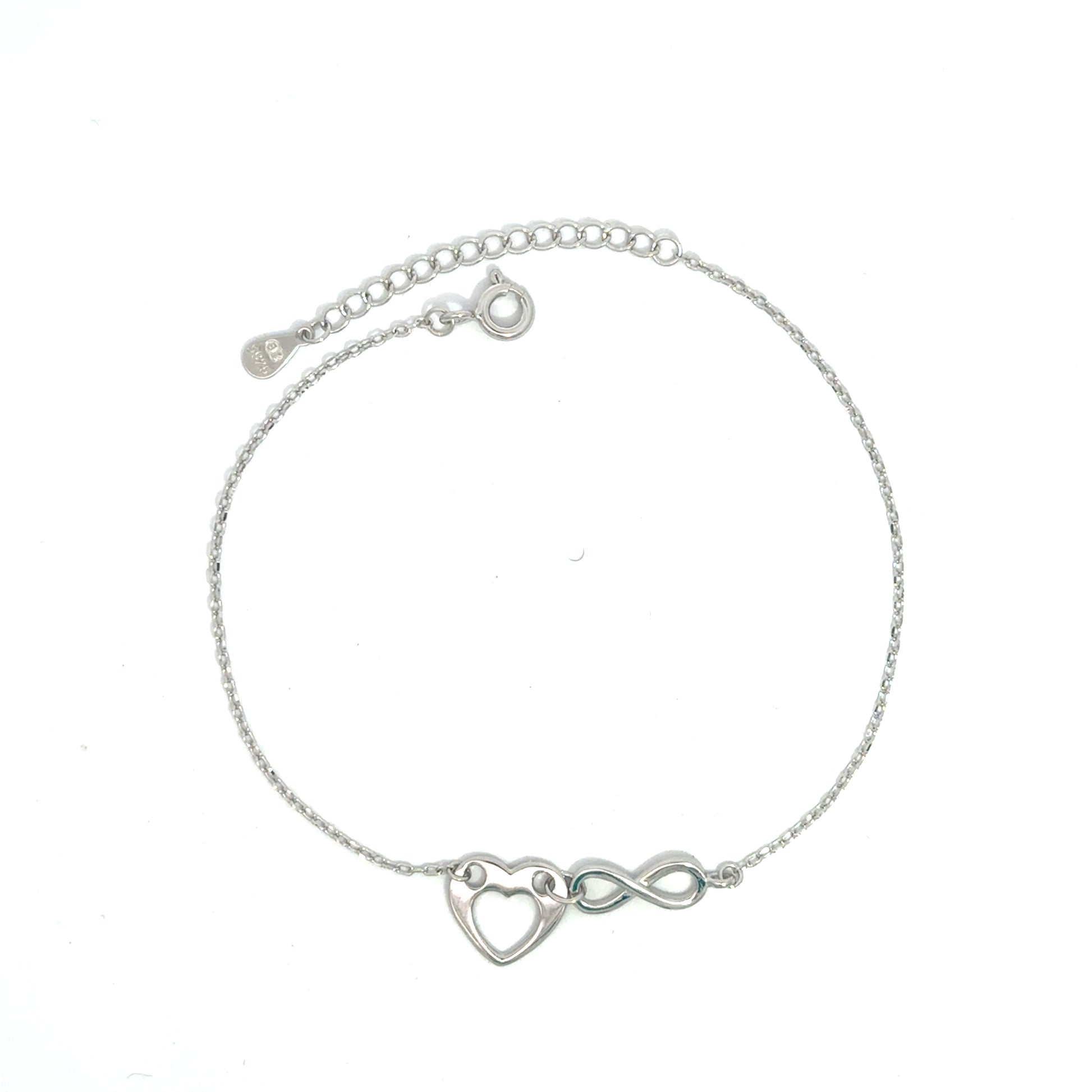 Brățară damă Inimă cu Infinit, argint rodiat