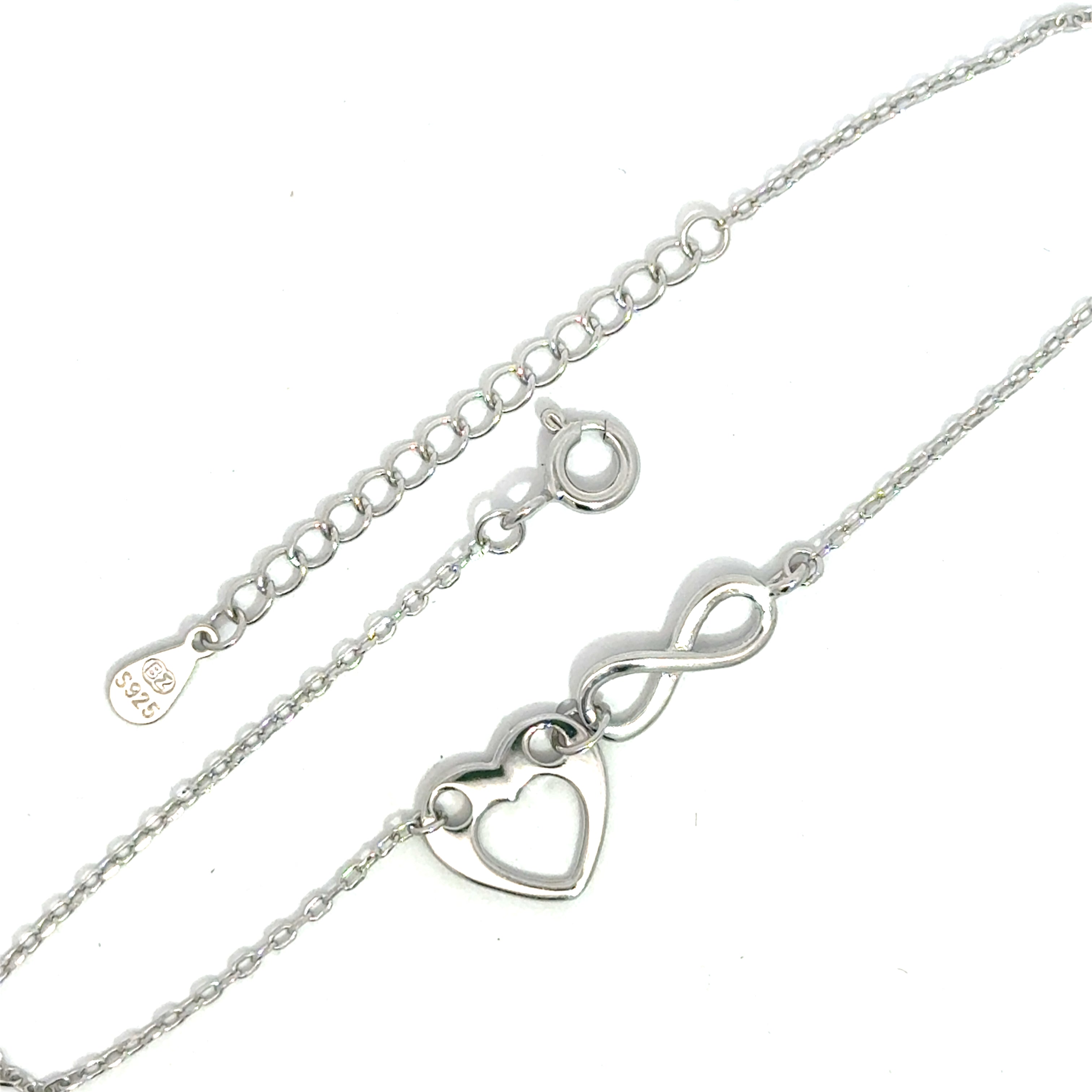 Brățară damă Inimă cu Infinit, argint rodiat