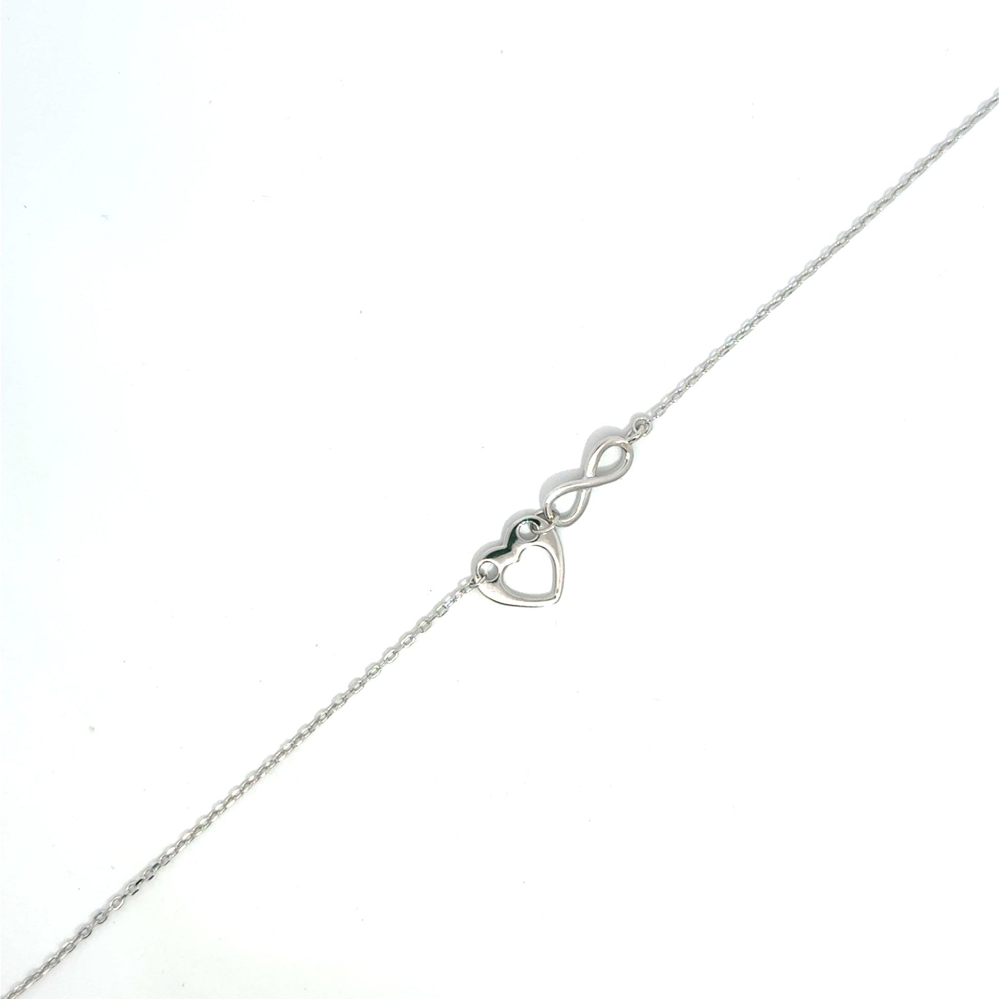 Brățară damă Inimă cu Infinit, argint rodiat