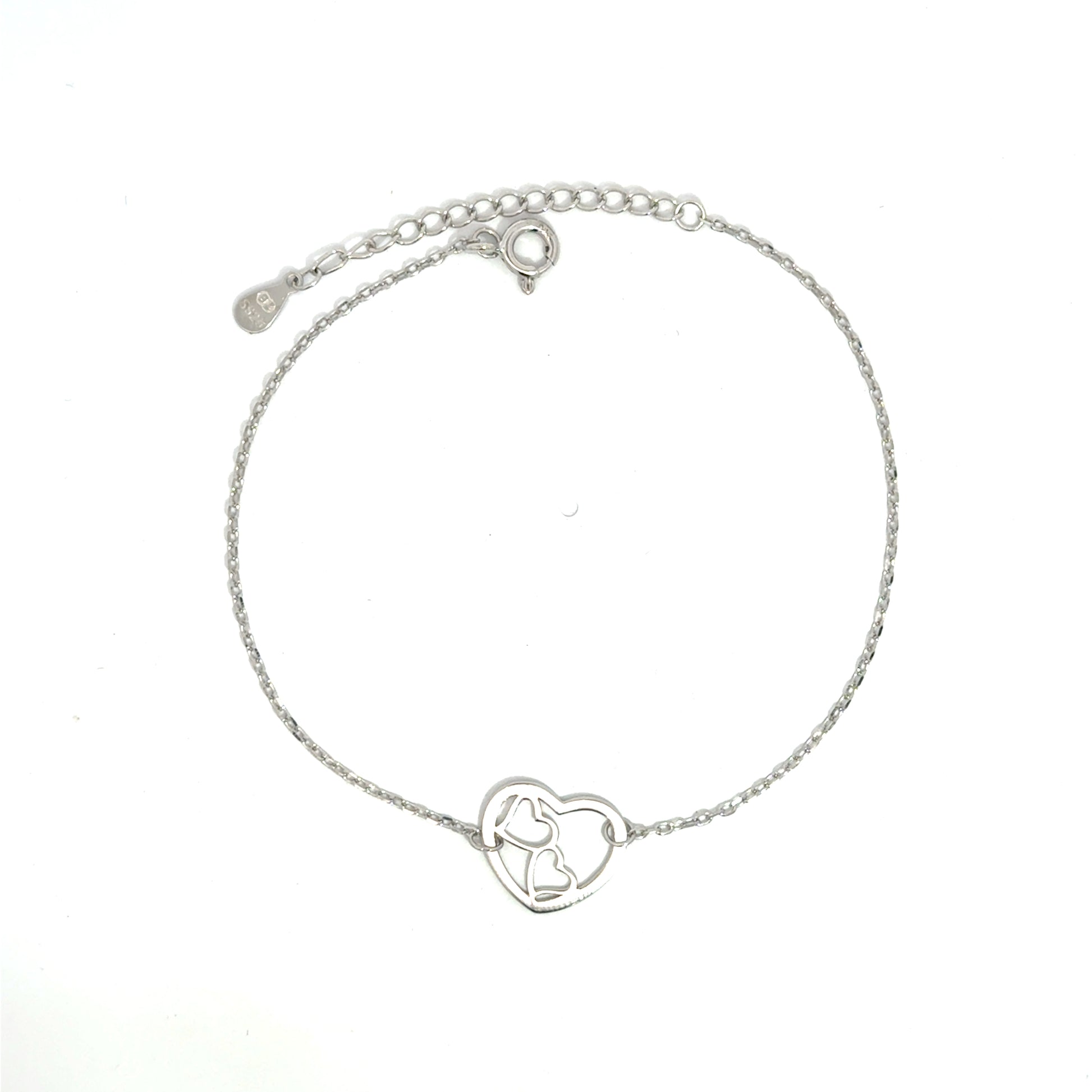 Brățară damă Două Inimi mici într-o Inimă Mare, argint