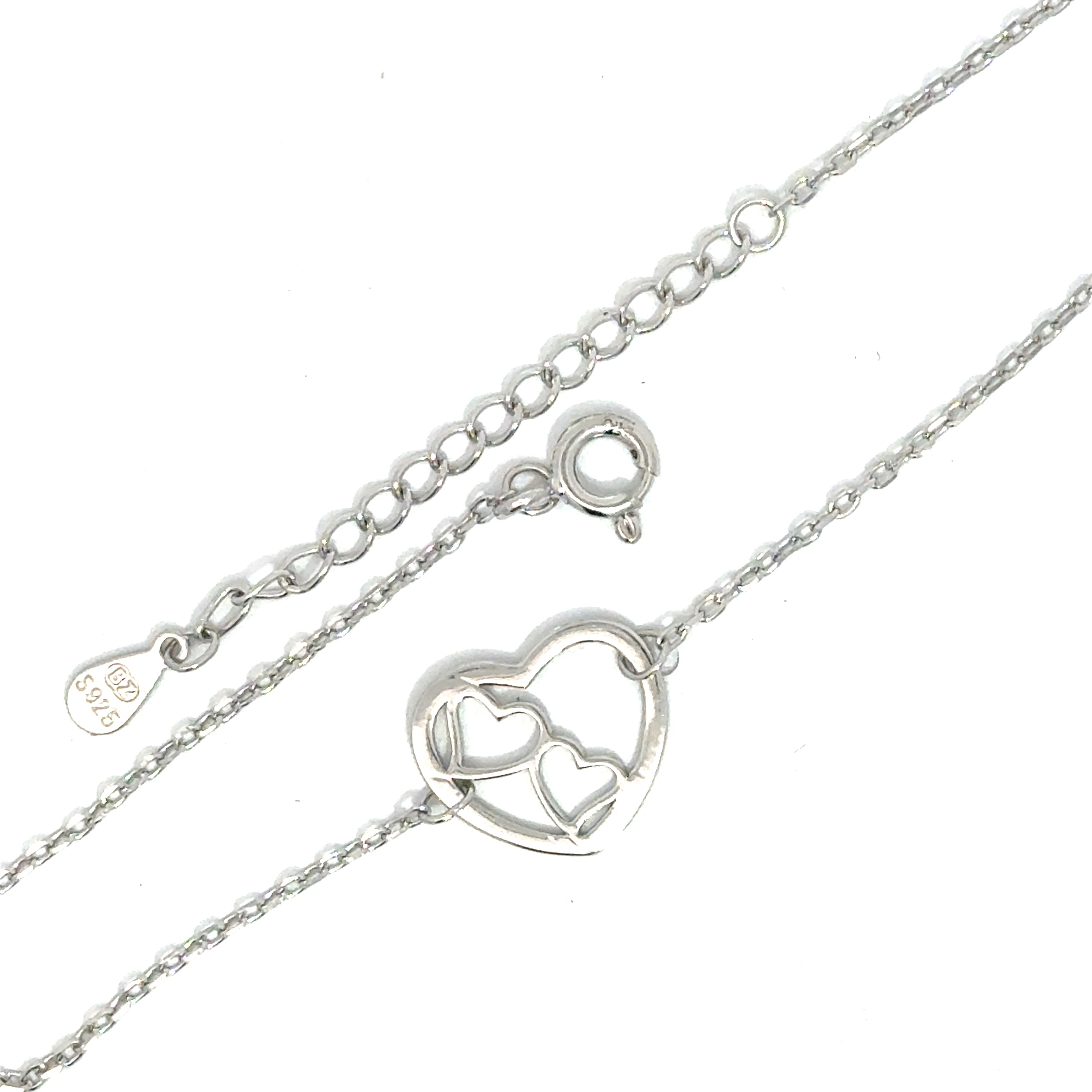 Brățară damă Două Inimi mici într-o Inimă Mare, argint