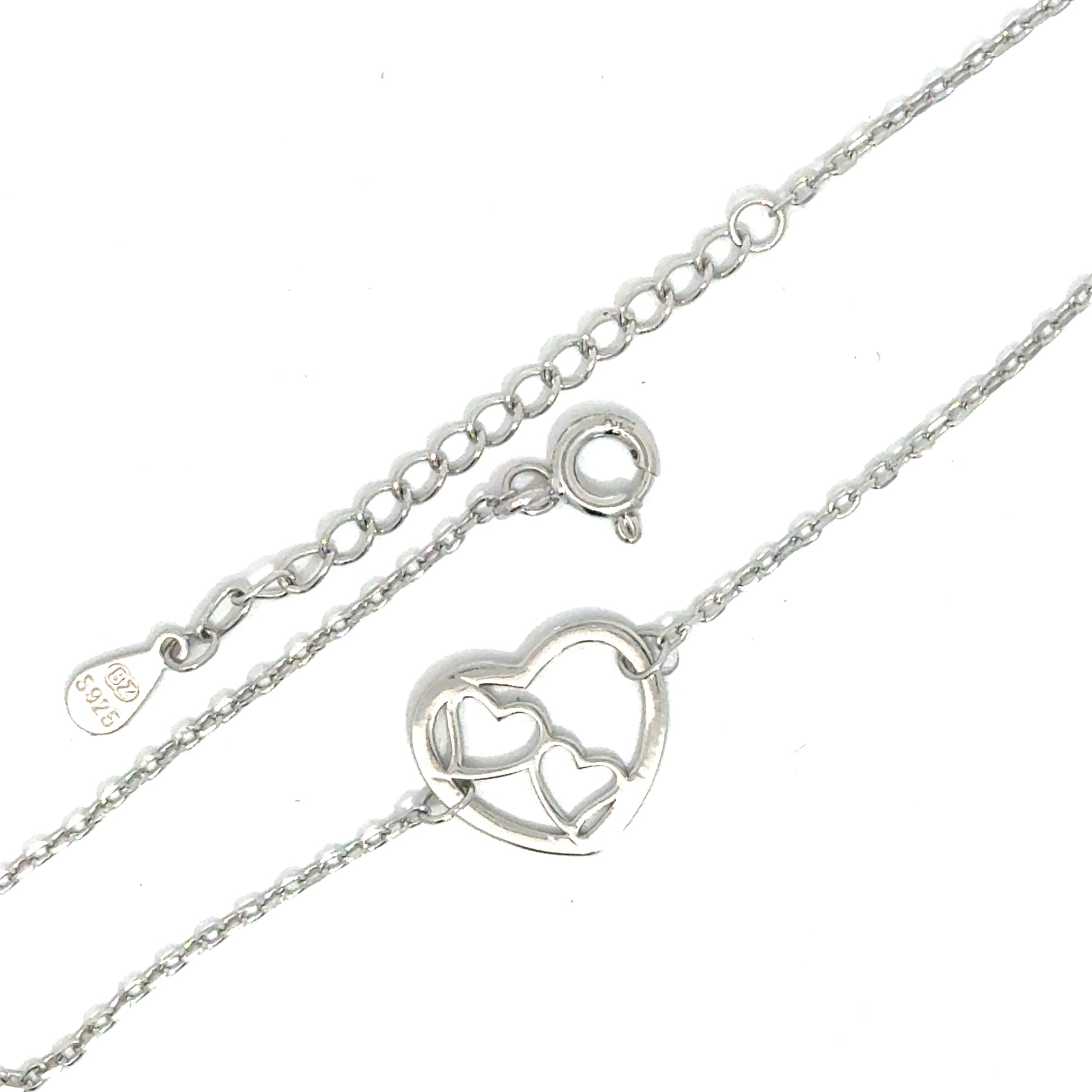 Brățară damă Două Inimi mici într-o Inimă Mare, argint
