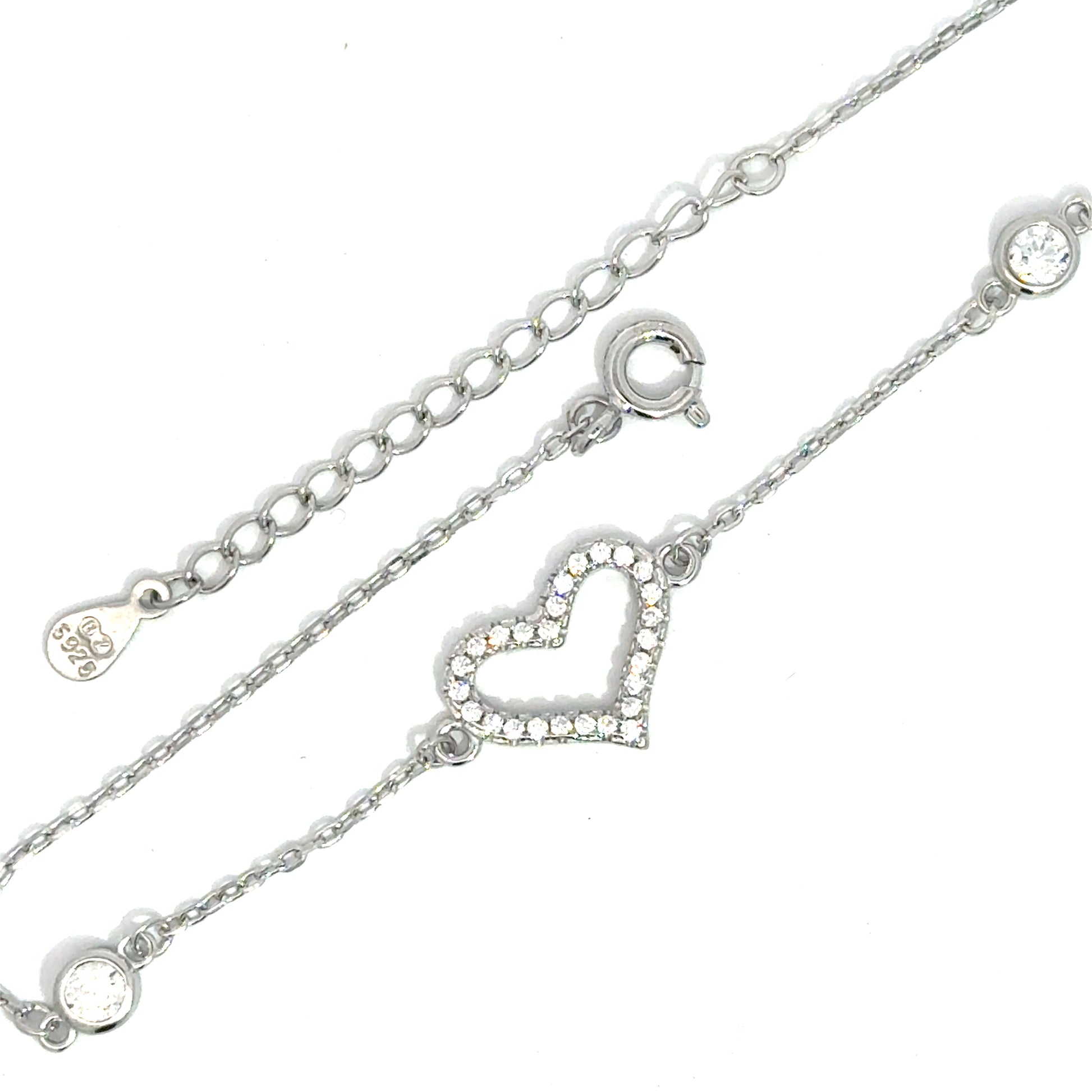 Brățară damă Inimioară,. argint + zirconia