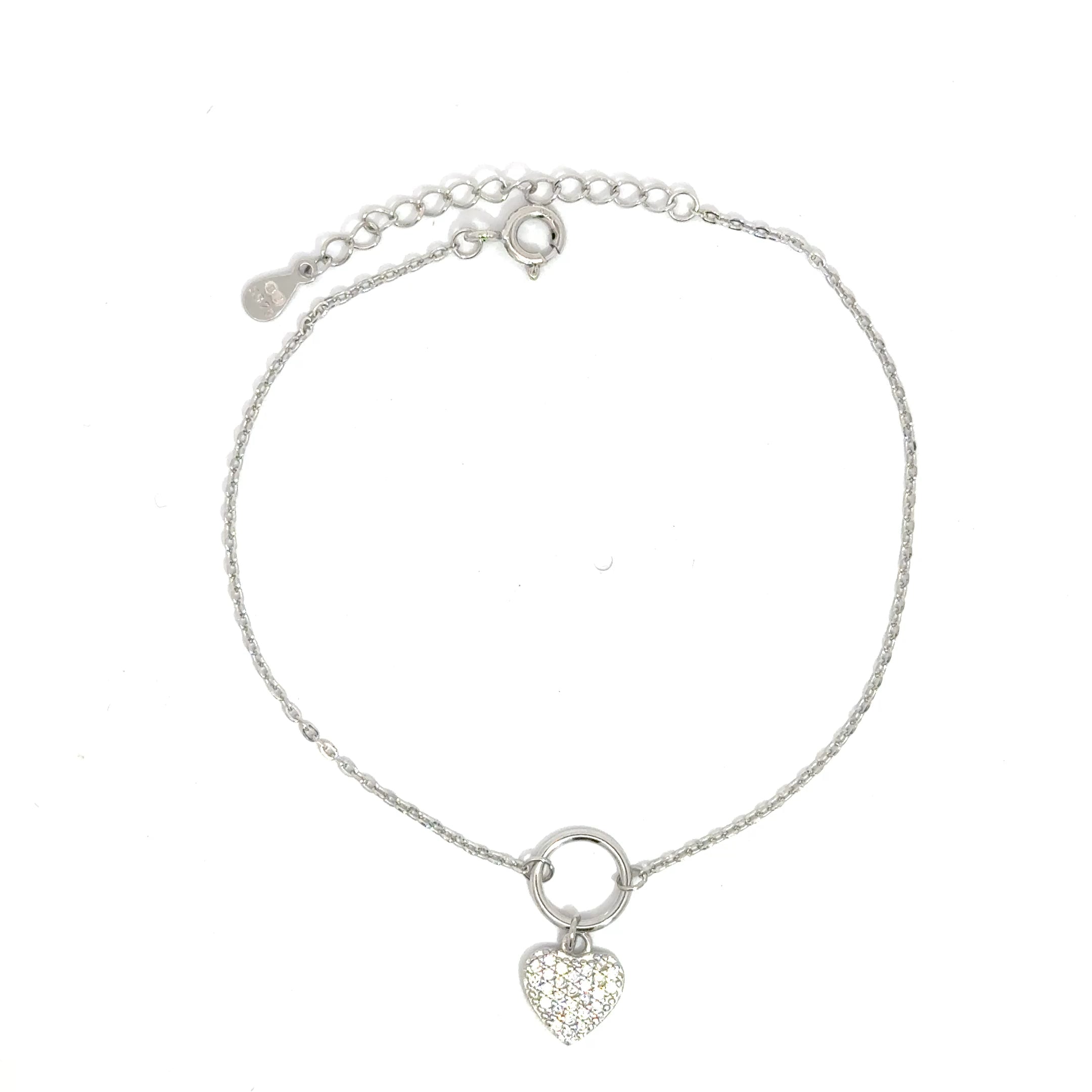 Brățară damă Inimă Pendant, argint+zirconia