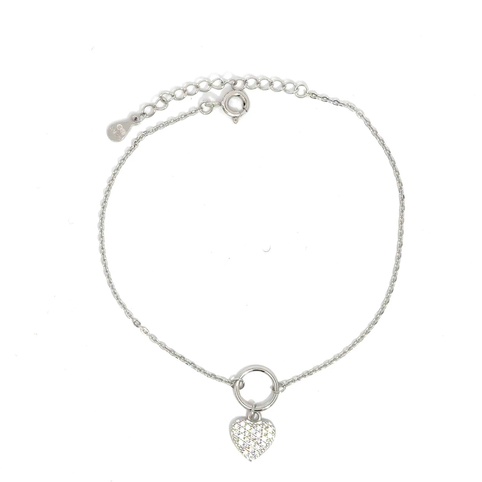 Brățară damă Inimă Pendant, argint+zirconia