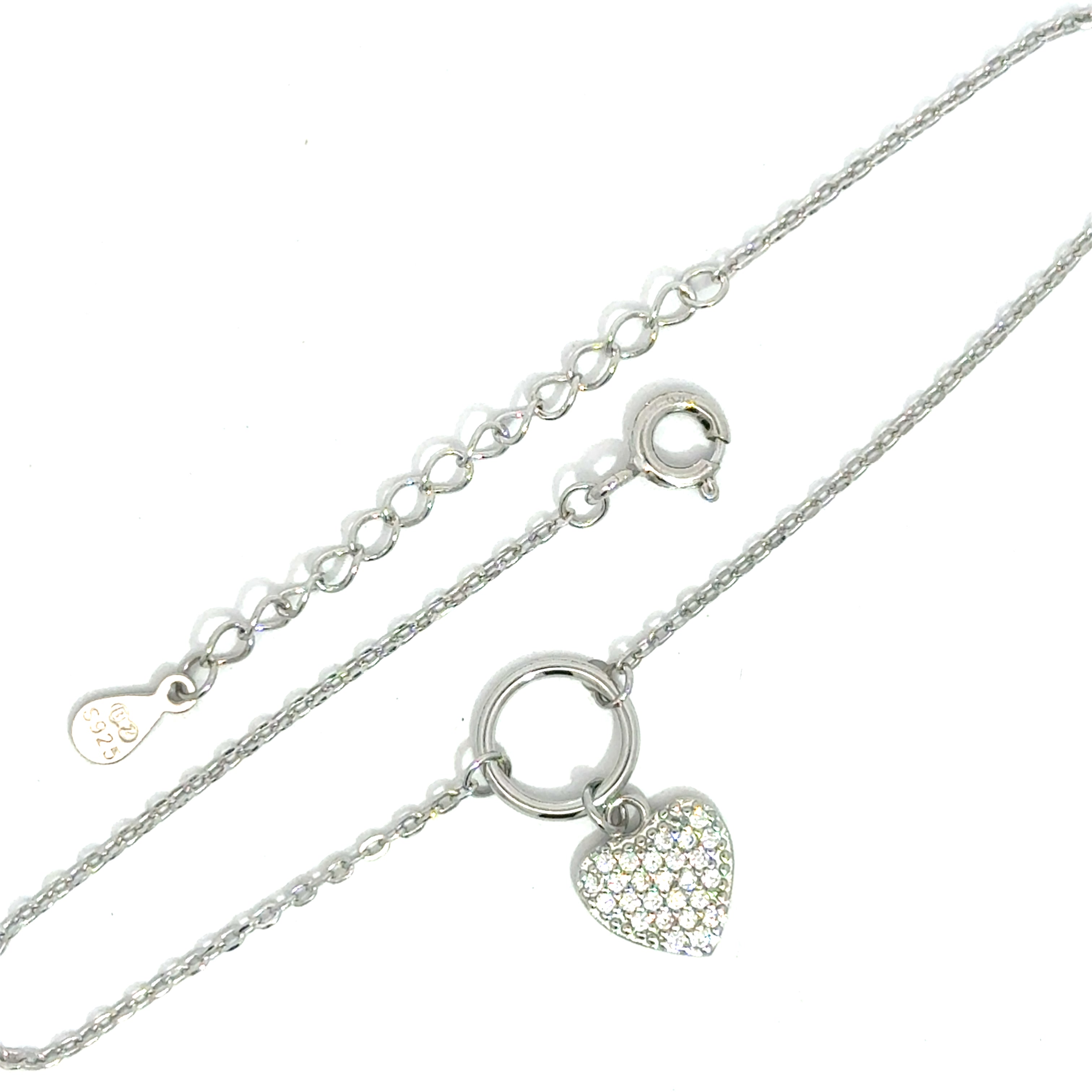 Brățară damă Inimă Pendant, argint+zirconia