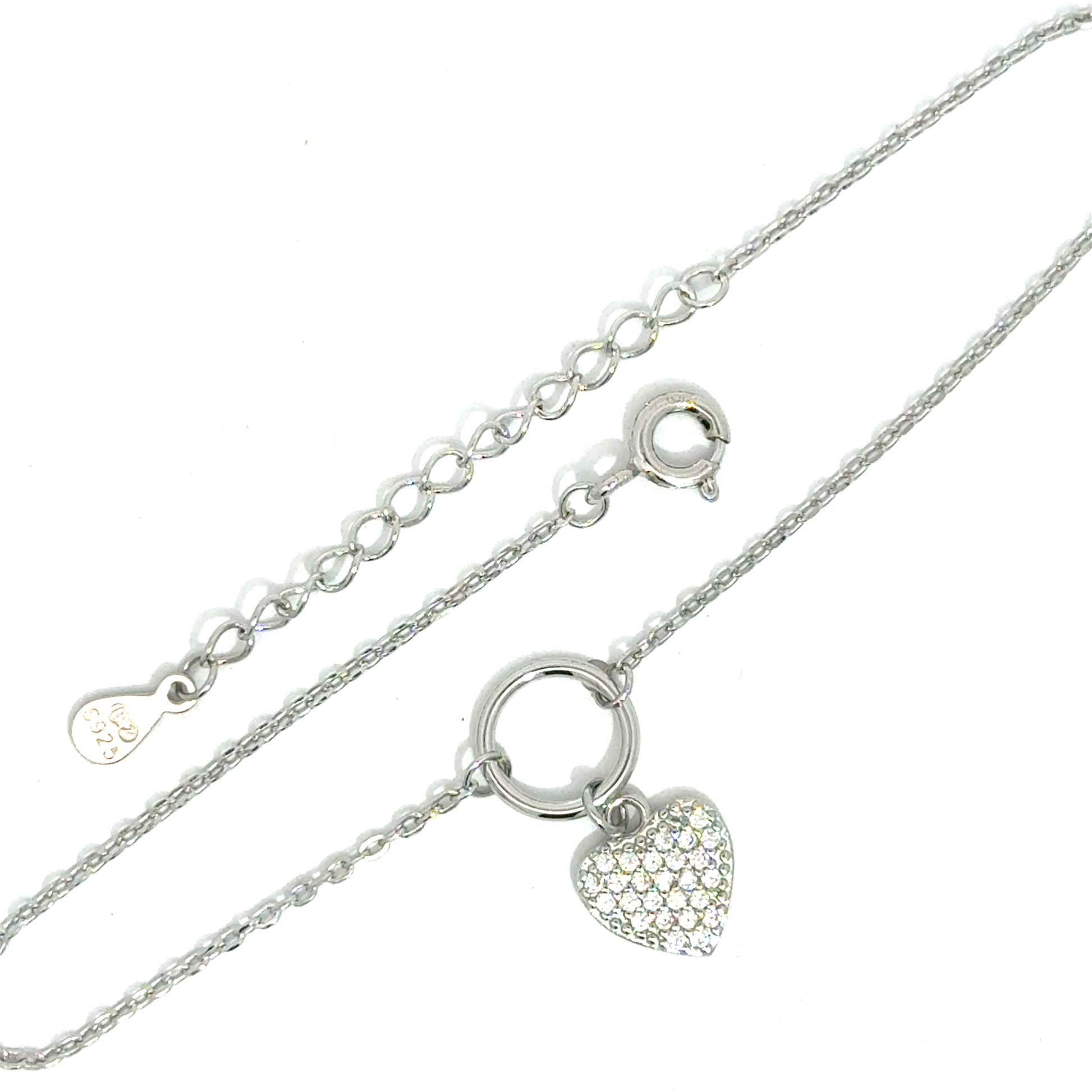 Brățară damă Inimă Pendant, argint+zirconia