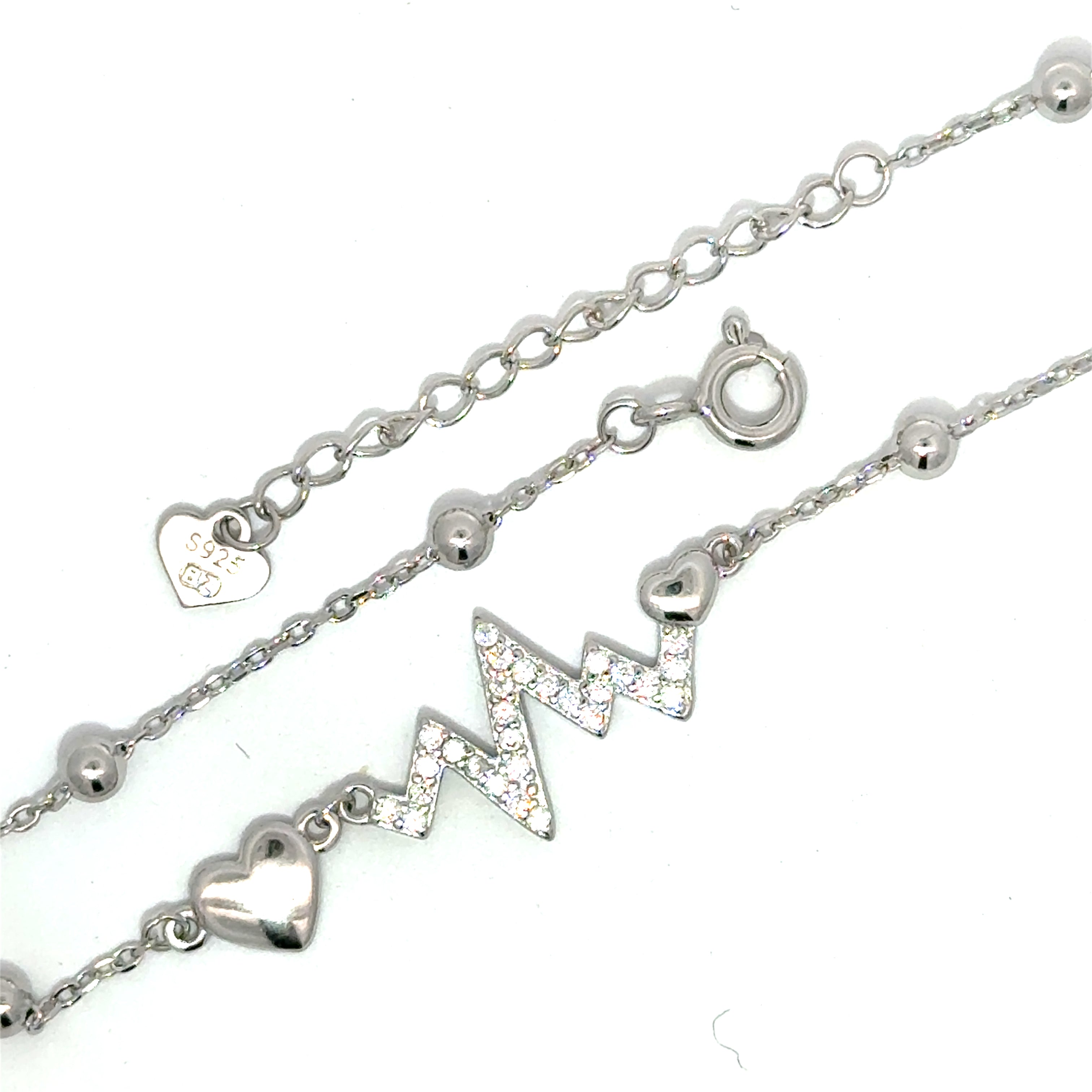 Brățară damă Pulsul Inimii, argint + zirconia