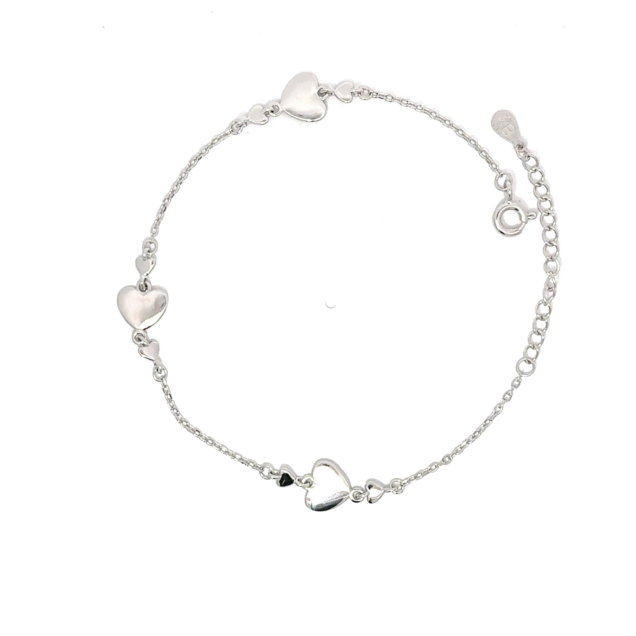 Brățară damă Inimi Argintii, argint rodiat