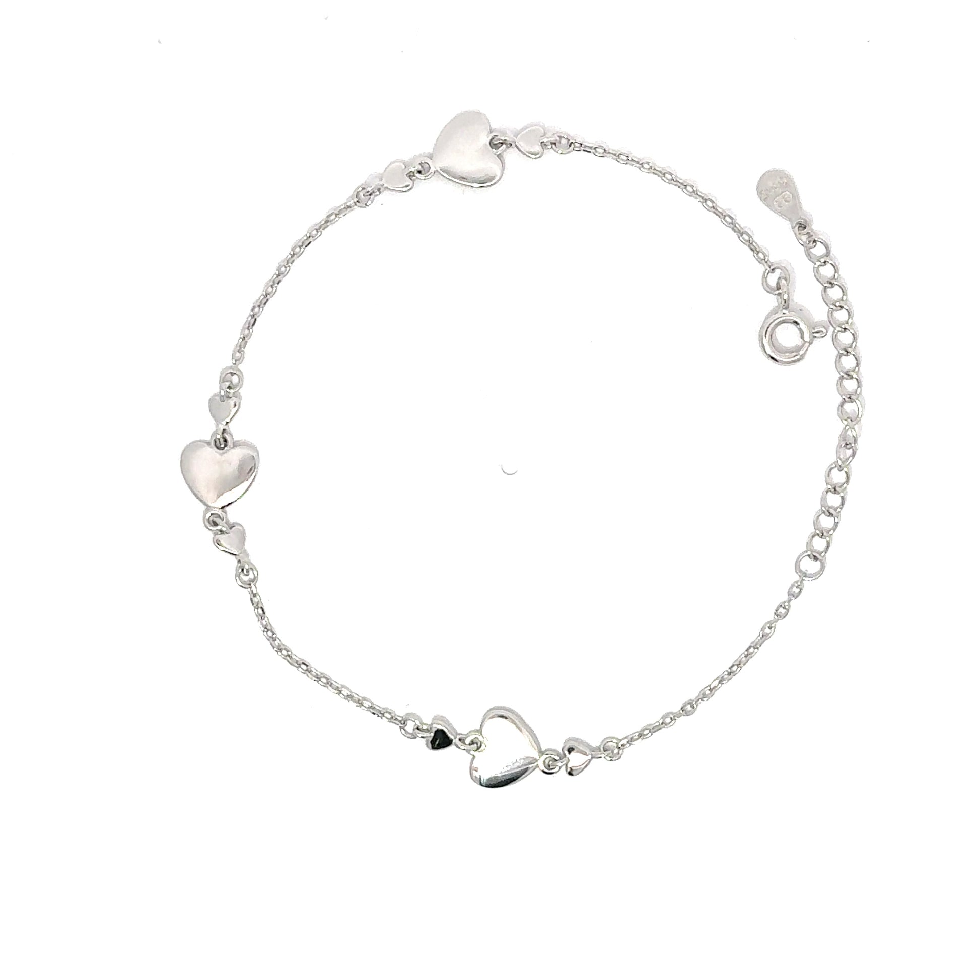 Brățară damă Inimi Argintii, argint rodiat