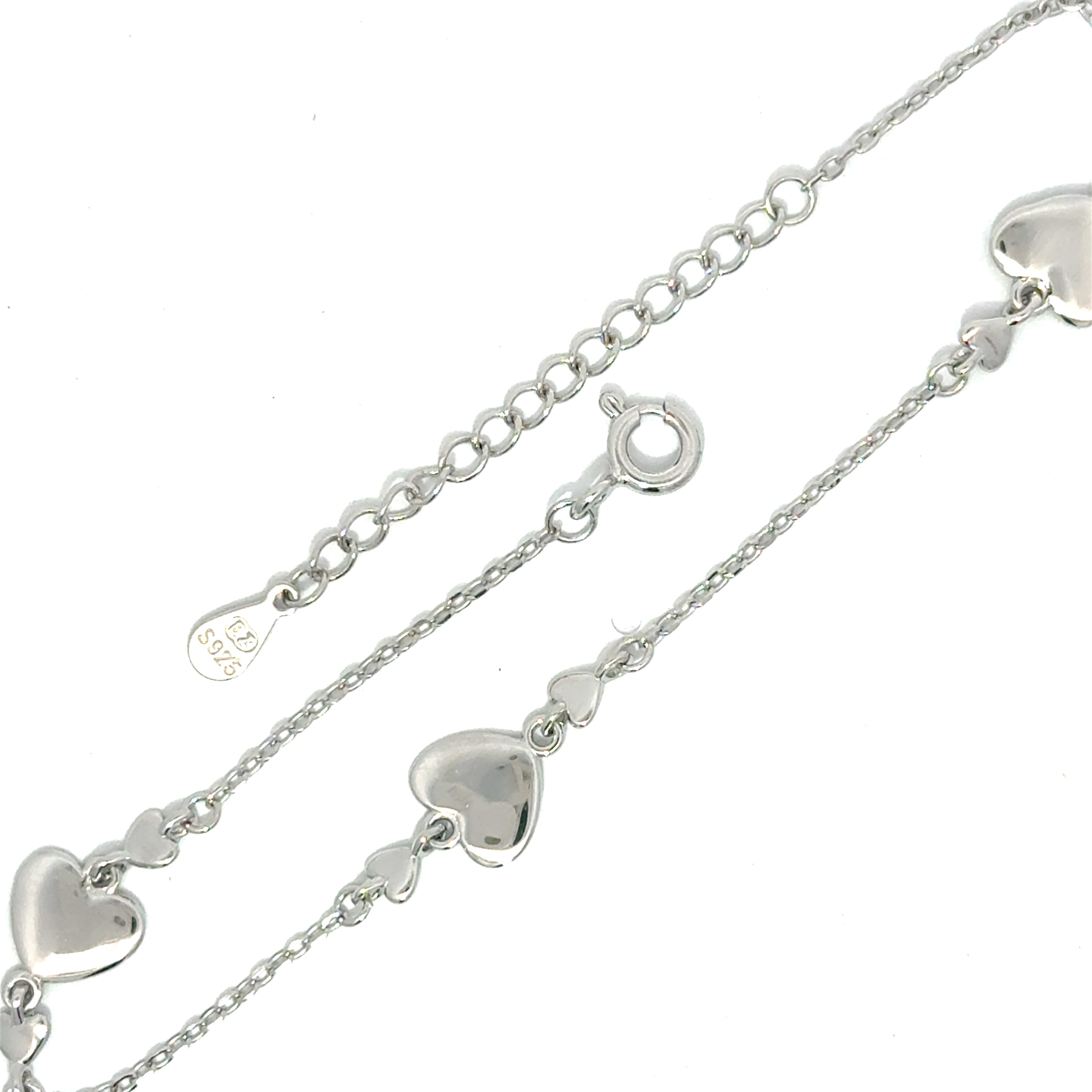 Brățară damă Inimi Argintii, argint rodiat