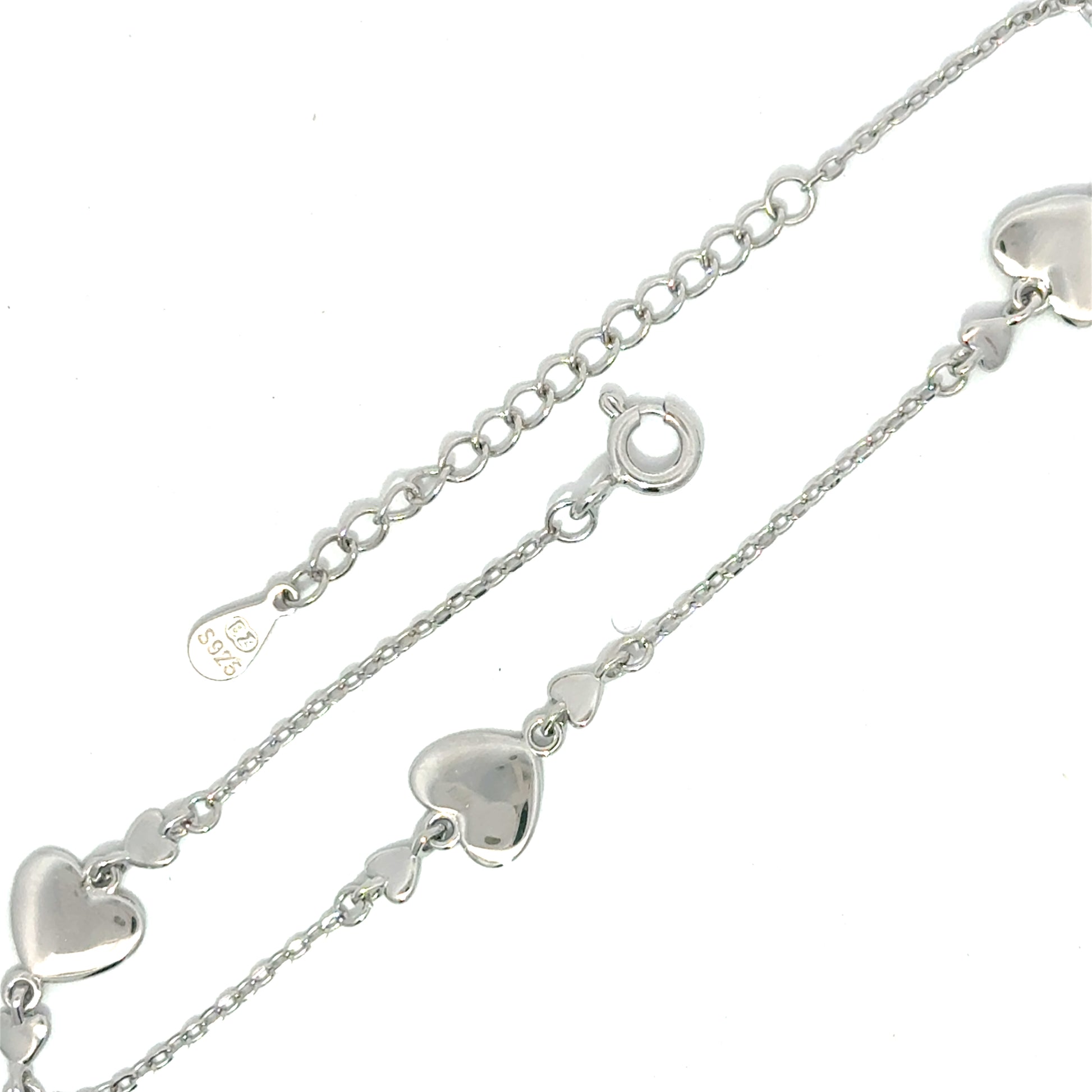 Brățară damă Inimi Argintii, argint rodiat