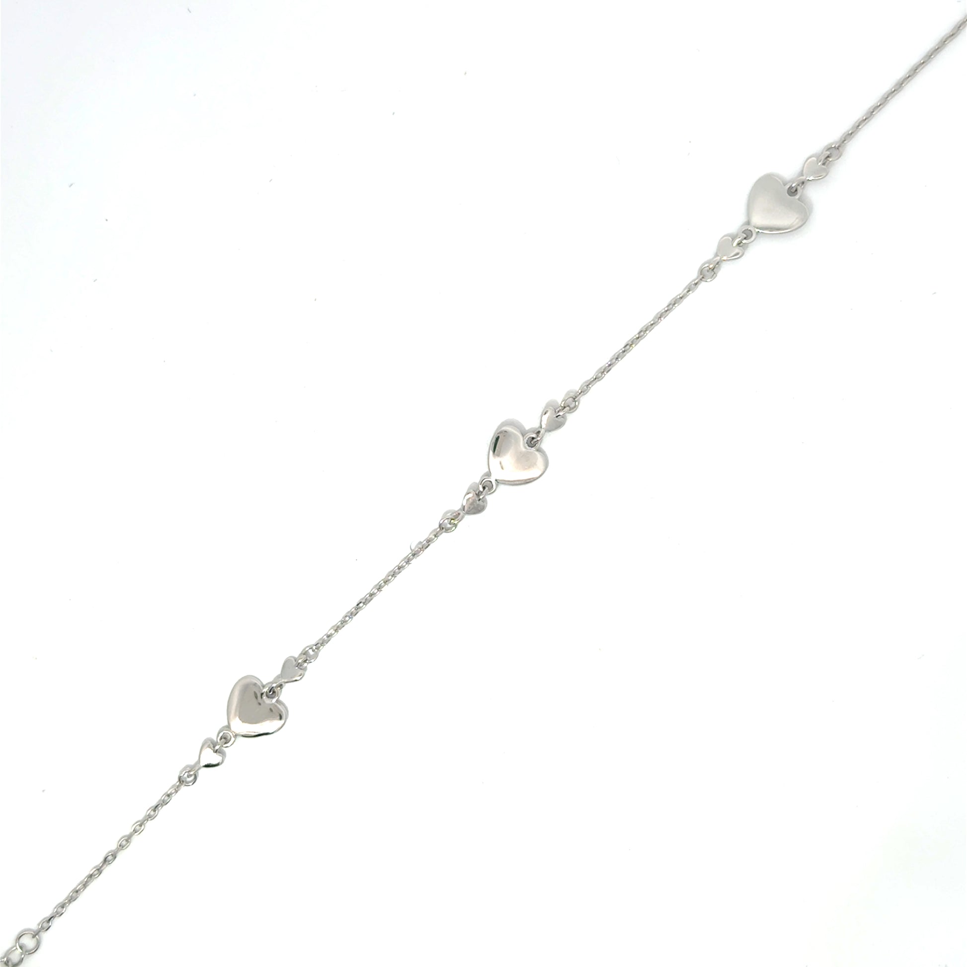 Brățară damă Inimi Argintii, argint rodiat