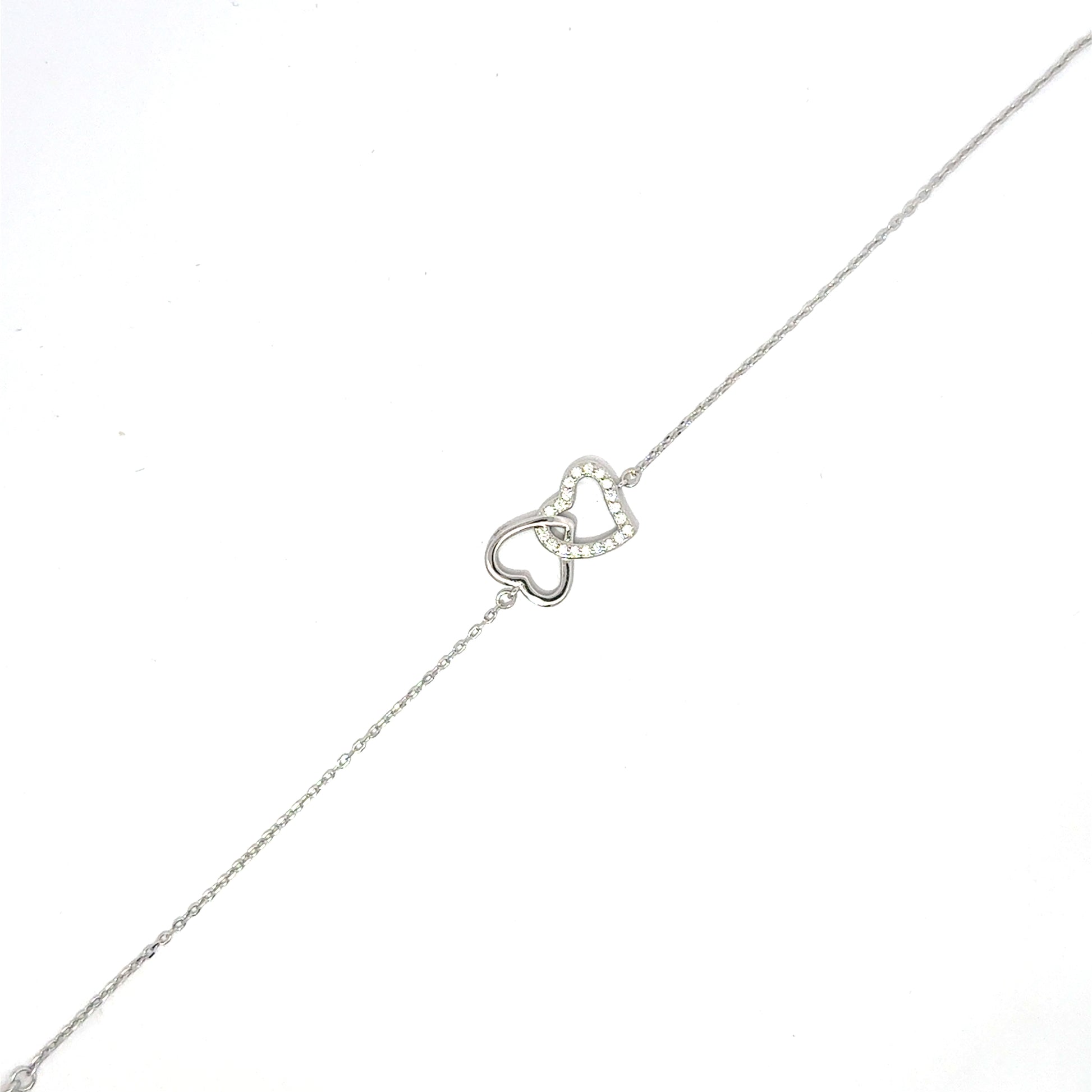 Brățară damă Inimi Îmbrățișate, argint+zirconia