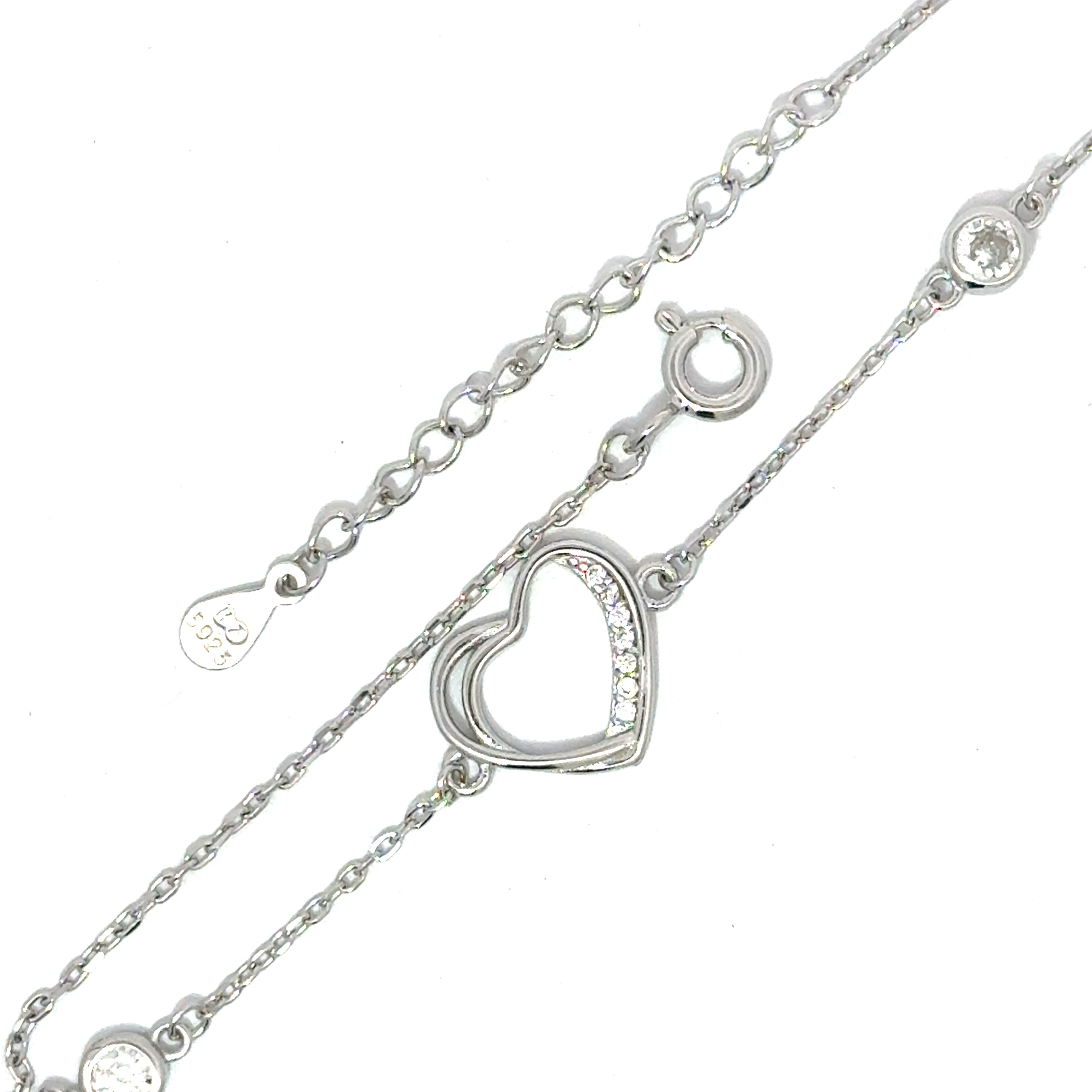 Brățară damă O Inimă, argint + zirconia