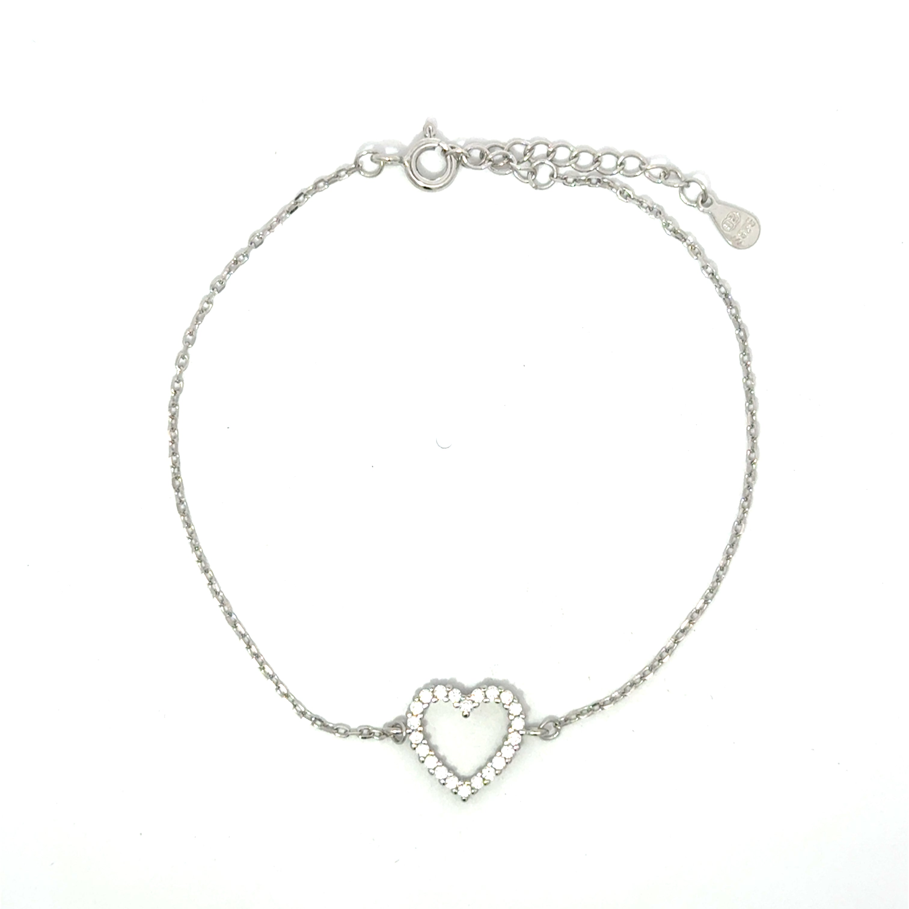 Brățară damă Inimioară Cristalină, argint + zirconia