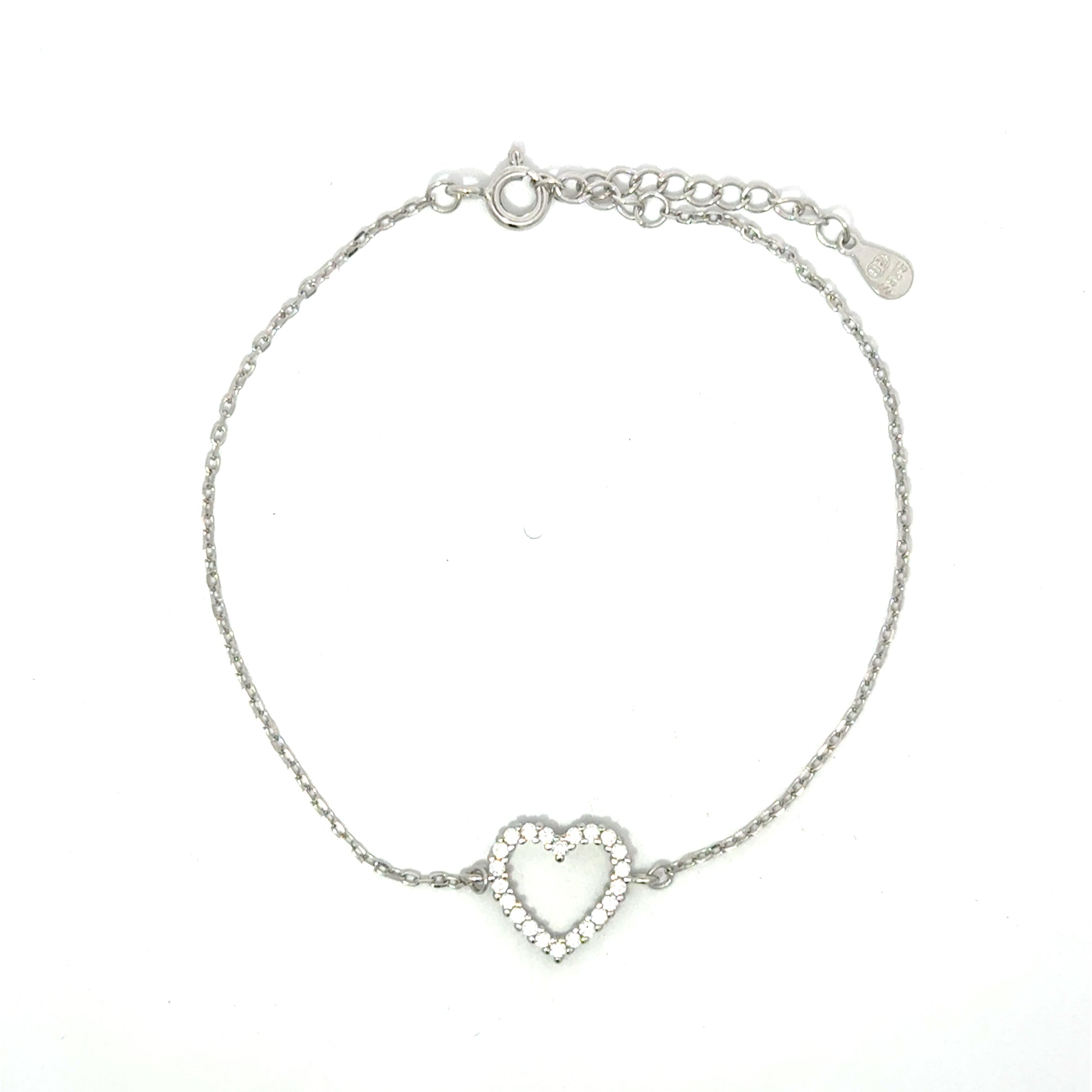 Brățară damă Inimioară Cristalină, argint + zirconia