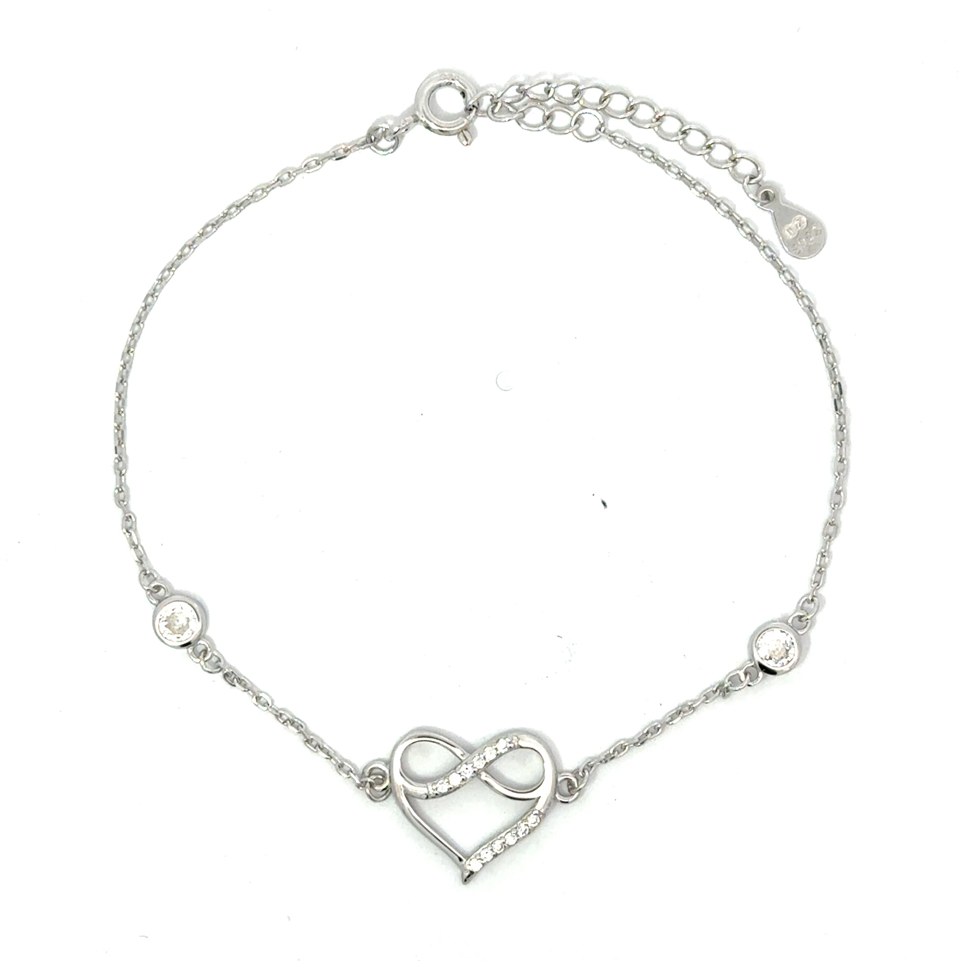 Brățară damă Inimă cu Infinit, argint + zirconia