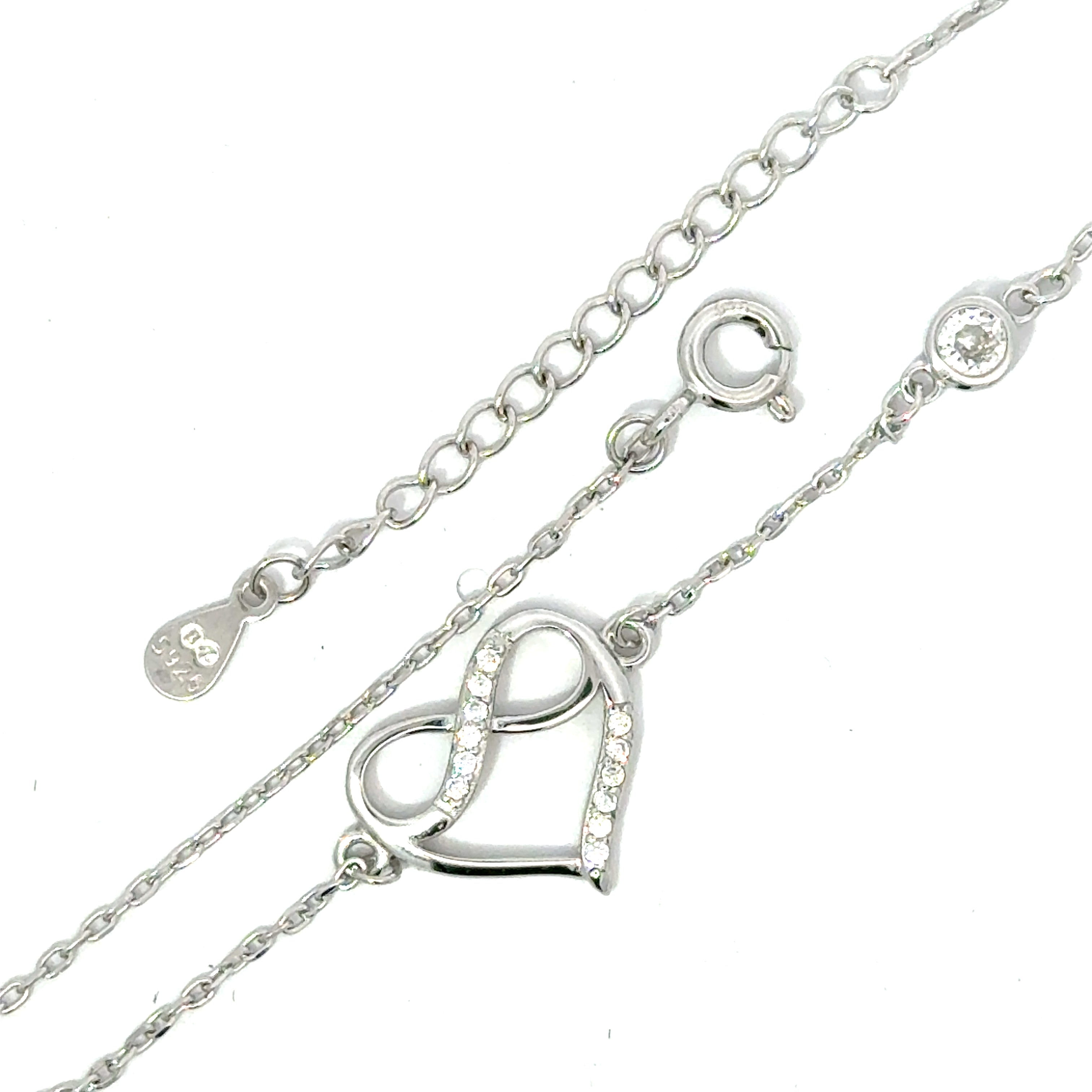 Brățară damă Inimă cu Infinit, argint + zirconia