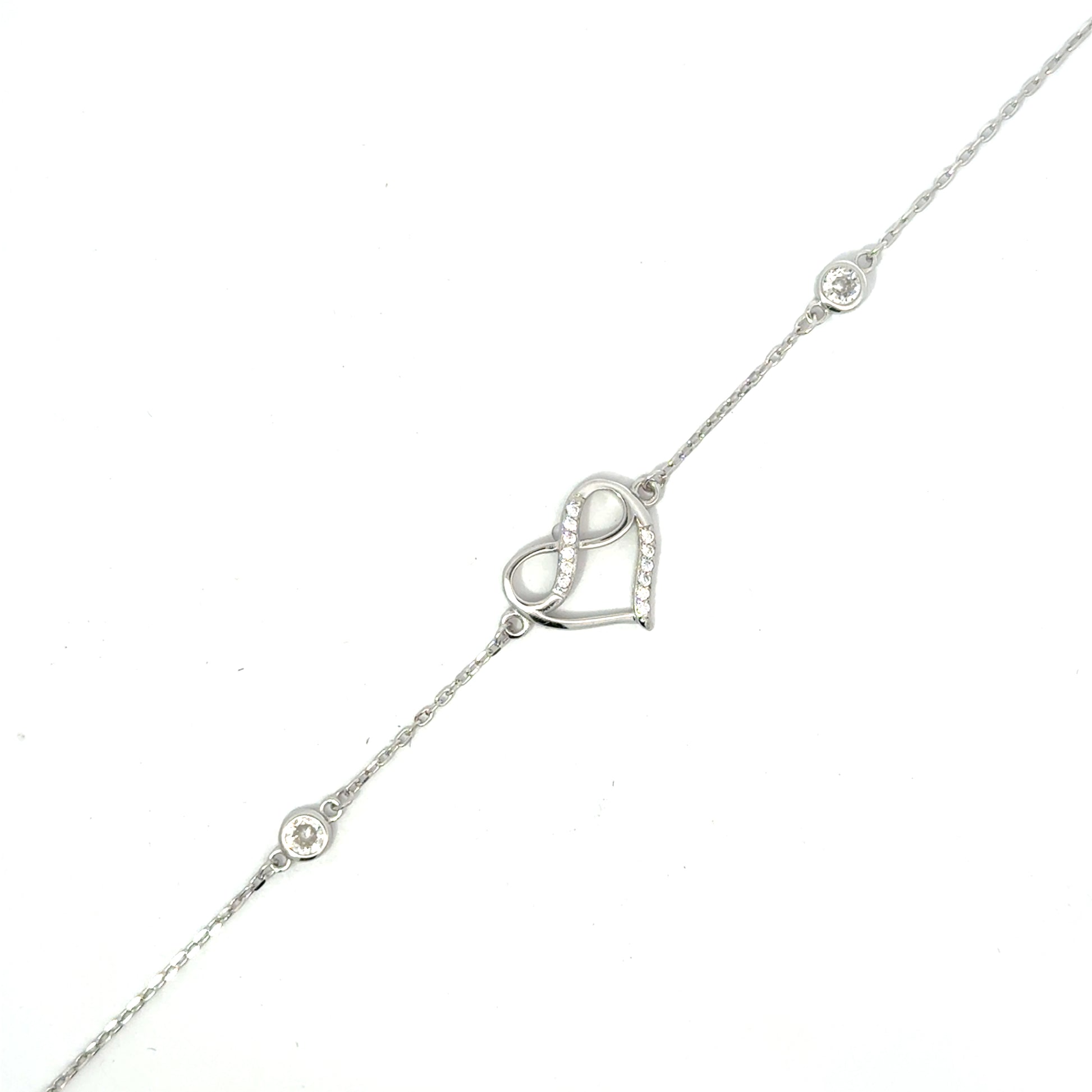Brățară damă Inimă cu Infinit, argint + zirconia