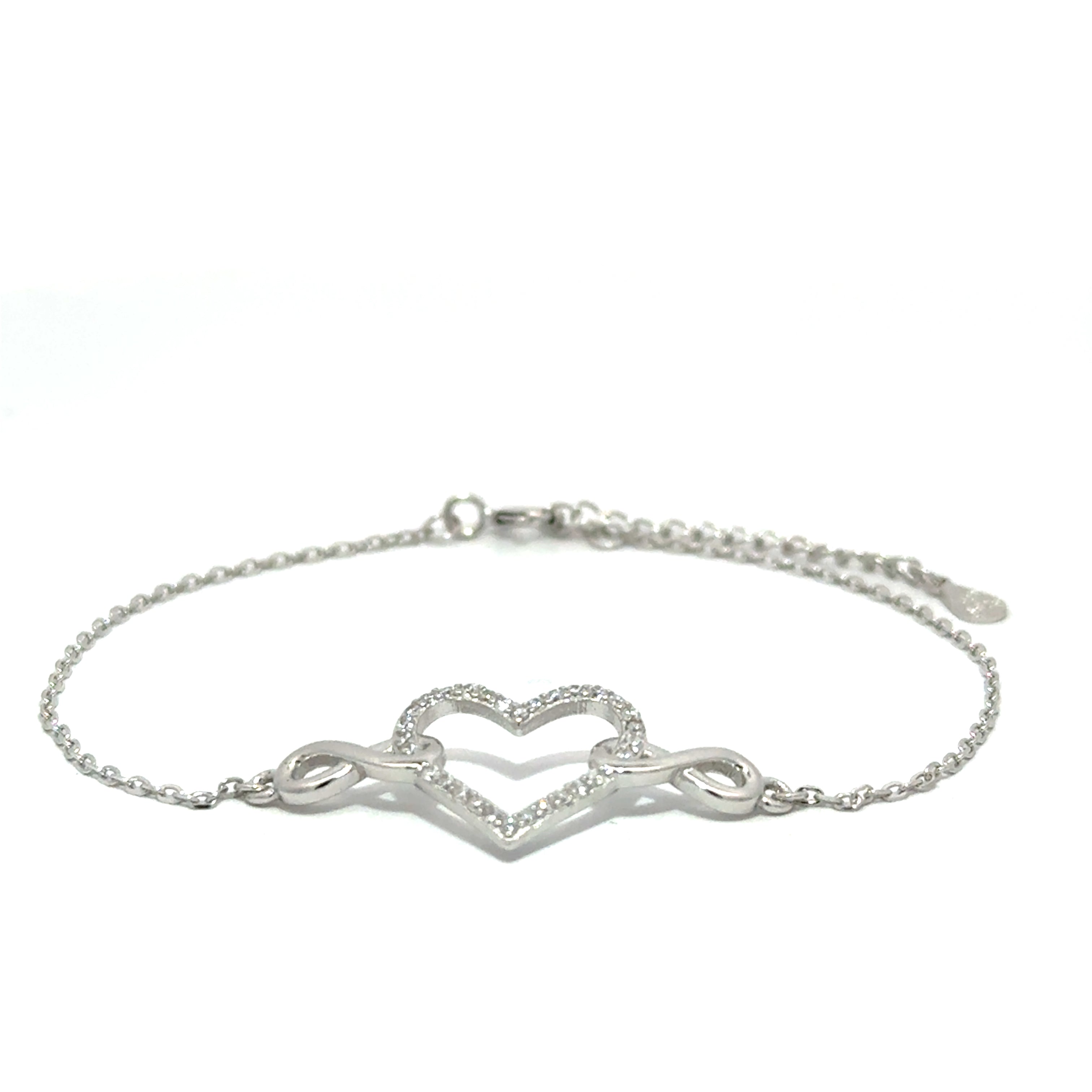 Brățară damă Inimă în brațele infinitului, argint + zirconia
