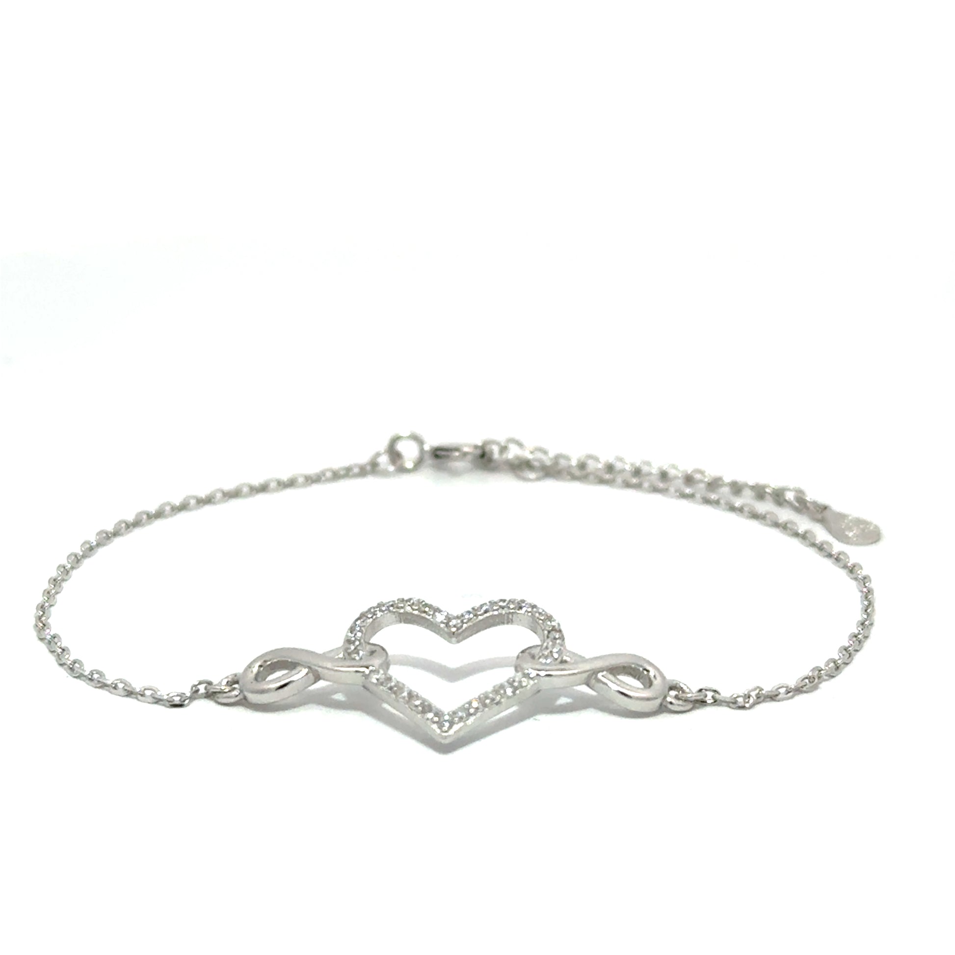 Brățară damă Inimă în brațele infinitului, argint + zirconia