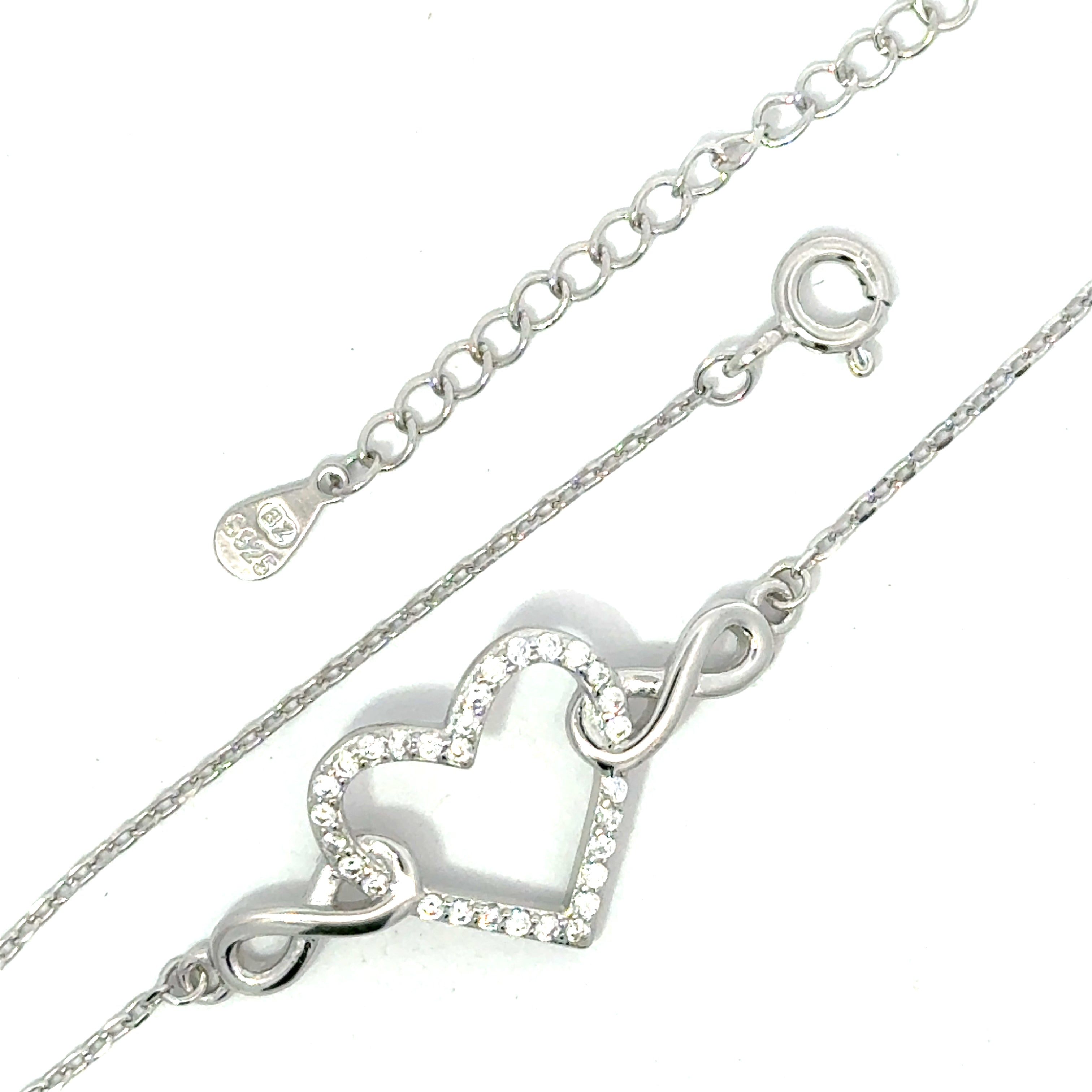 Brățară damă Inimă în brațele infinitului, argint + zirconia