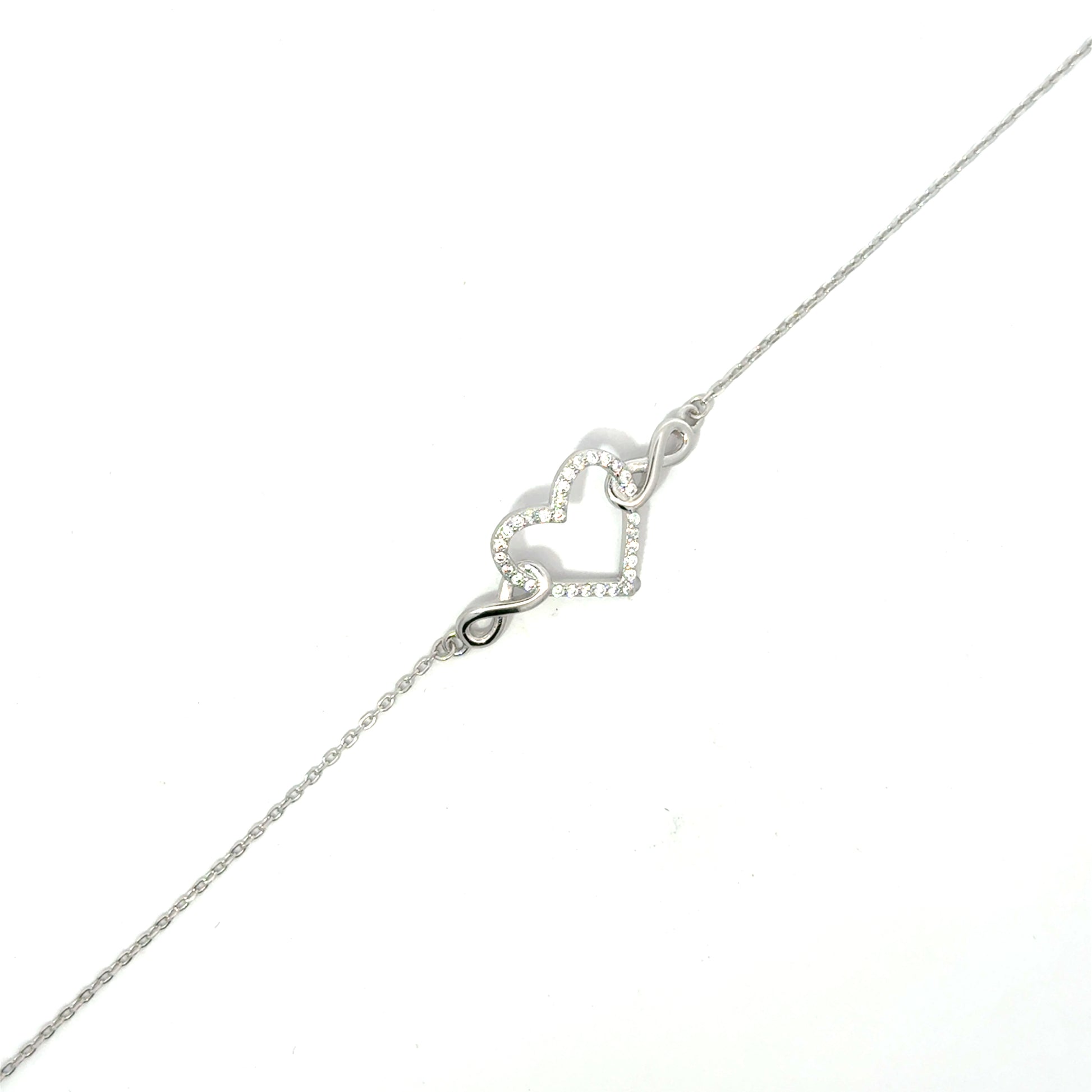 Brățară damă Inimă în brațele infinitului, argint + zirconia